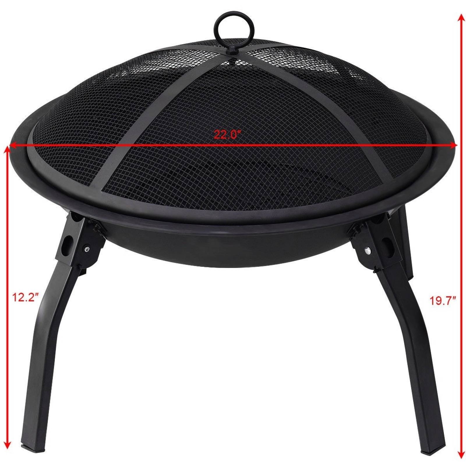 Fogata Metalica 22 Pulgadas Portátil Tazón Giantex Jardin