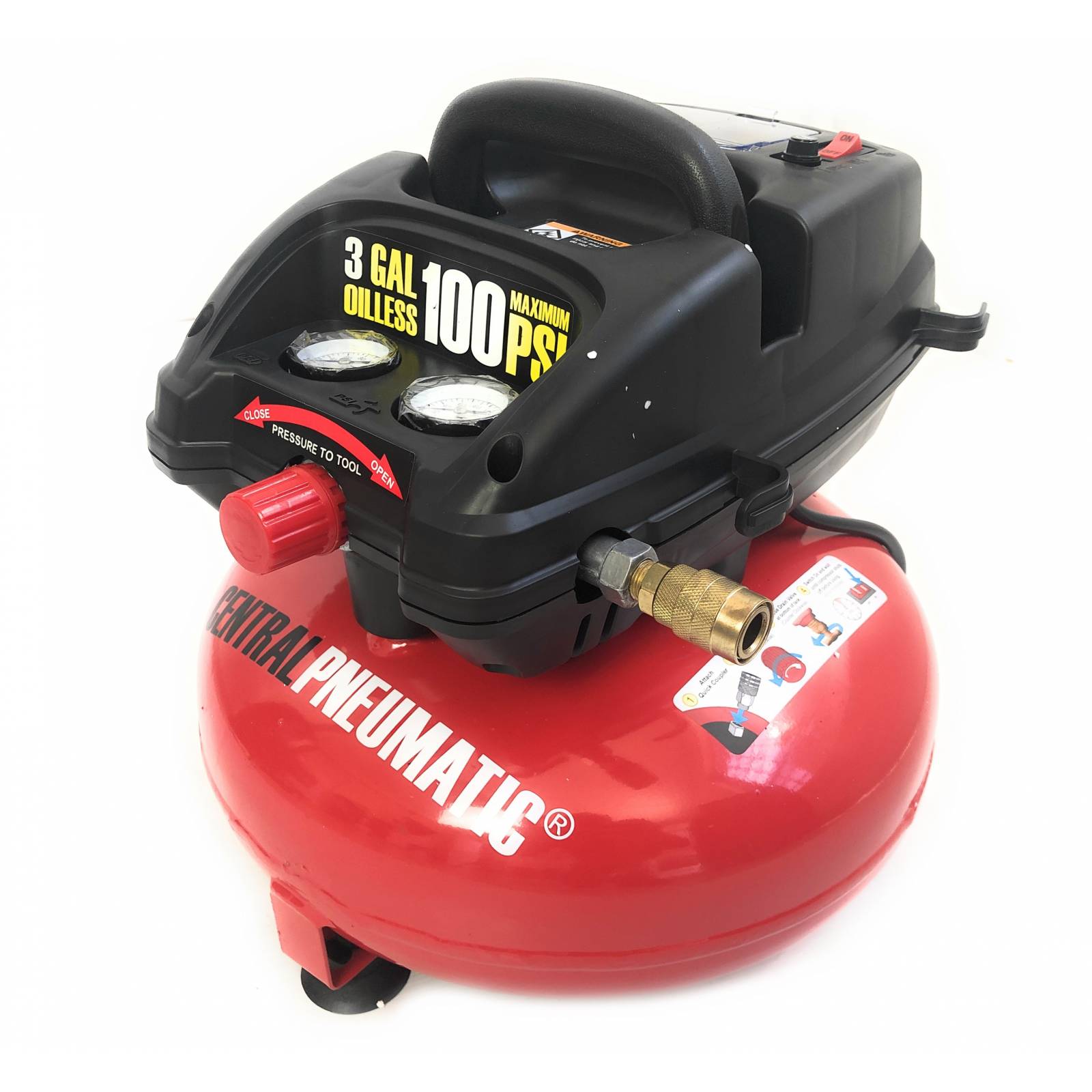 Compresor Pancake 3 Galones 100 Psi Central Pneumatic