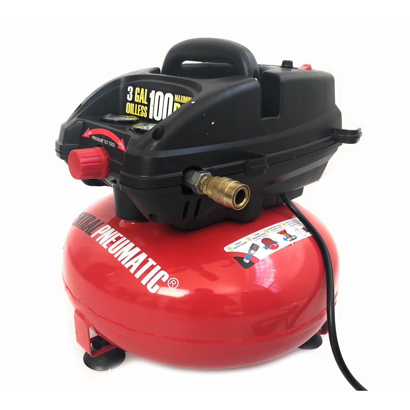 Compresor Pancake 3 Galones 100 Psi Central Pneumatic