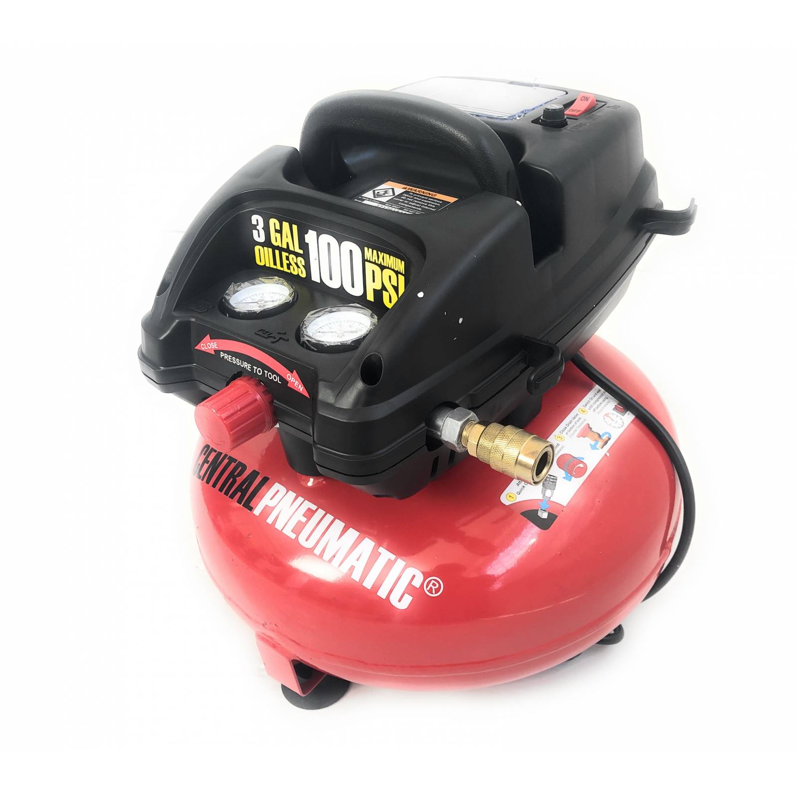 Compresor Pancake 3 Galones 100 Psi Central Pneumatic