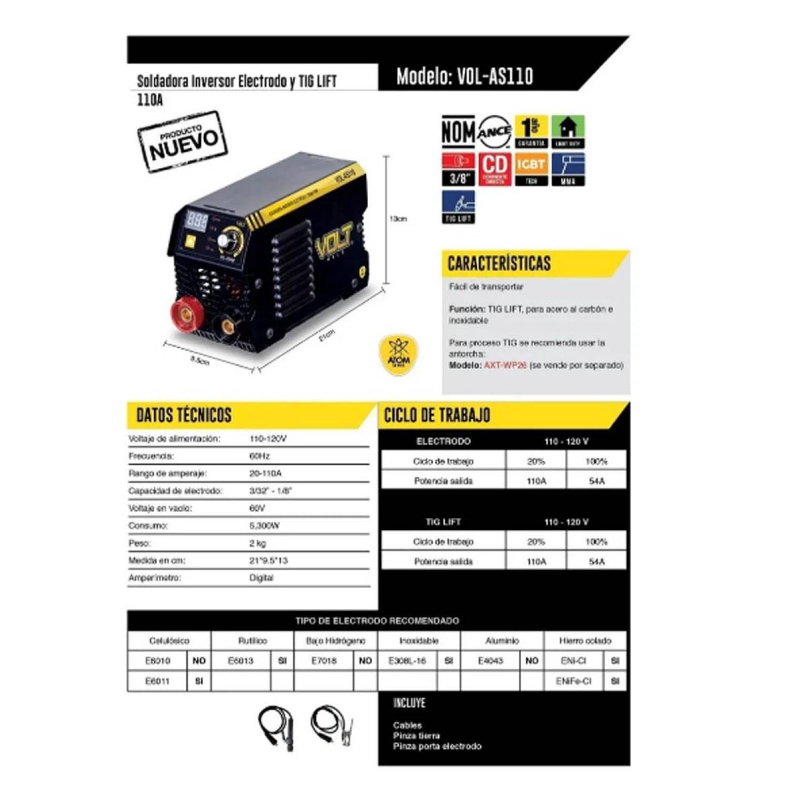 Mini Soldadora Inversor Electrodo Y Tig Lift 110a 110v