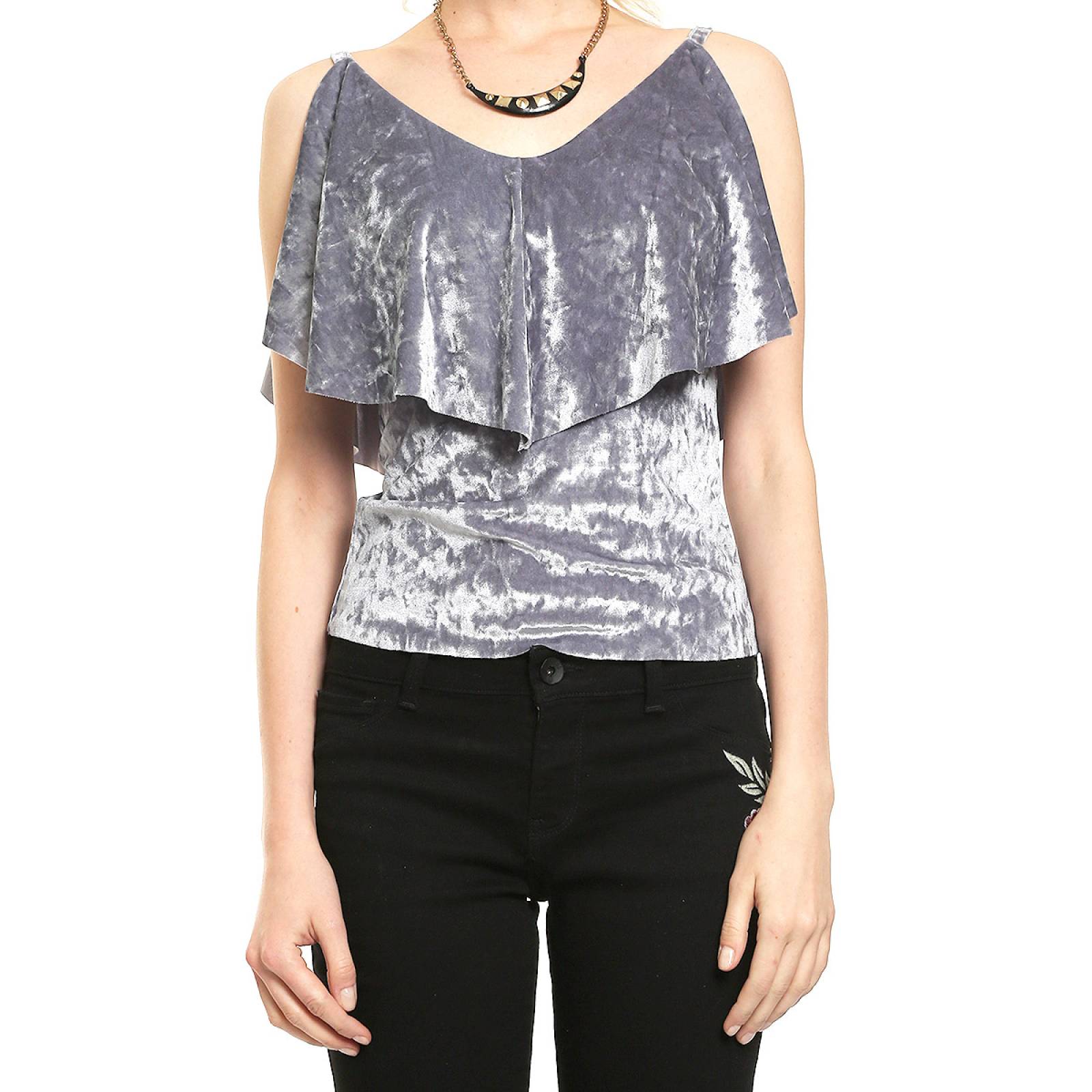 Blusa Plata con Olán