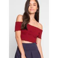 Crop Top Manga Corta Color Vino