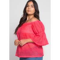 Blusa Plus Size De Encaje Color Rosa