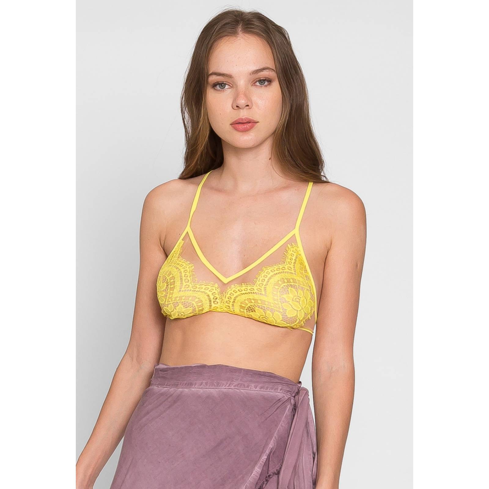 Bralette de encaje color amarillo