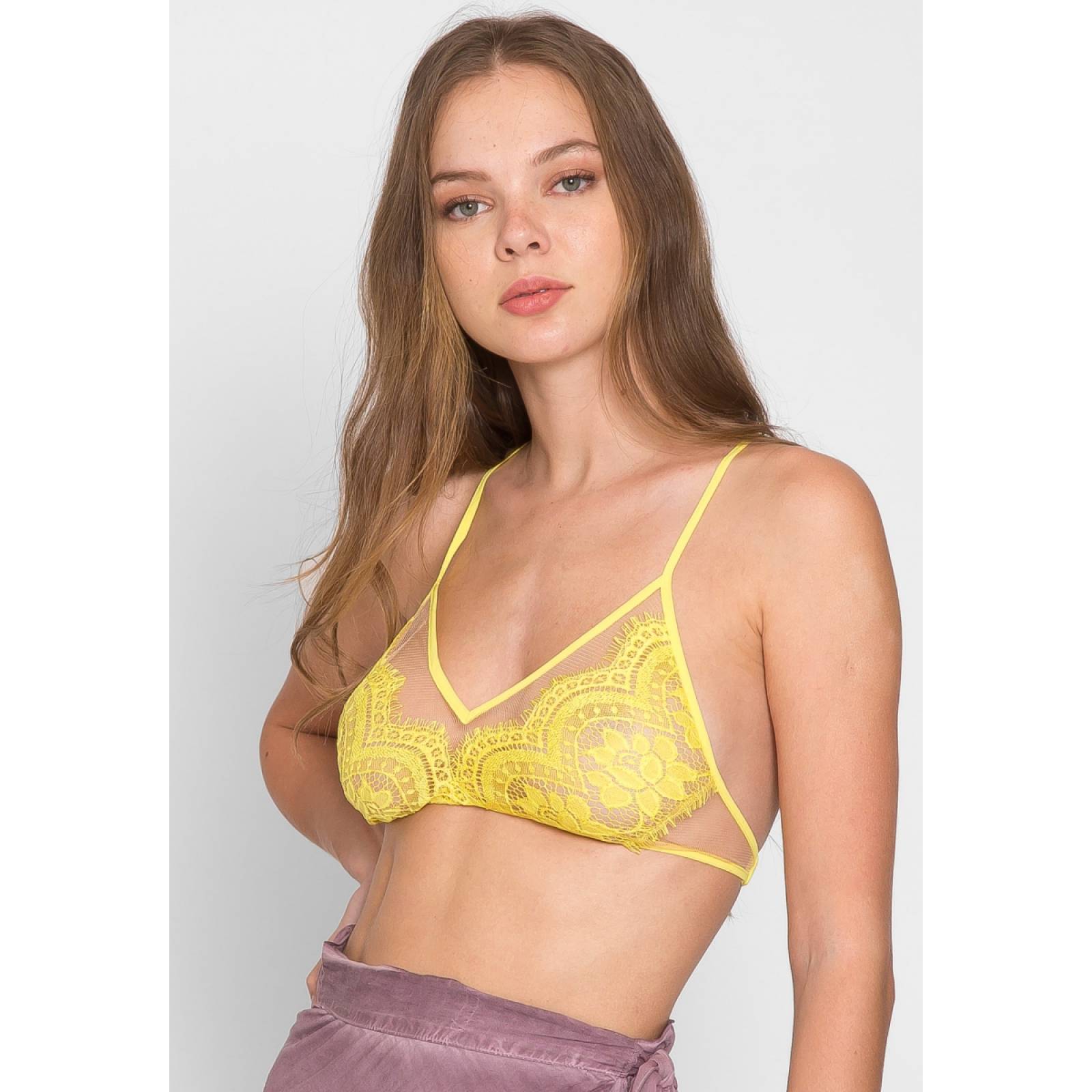 Bralette de encaje color amarillo