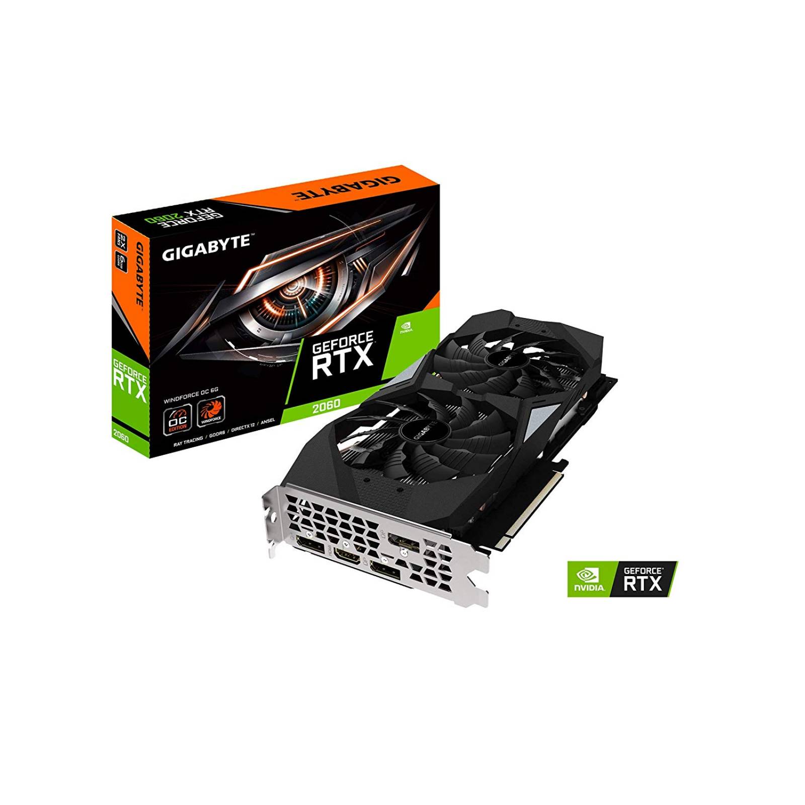 Tarjeta de Vídeo Gigabyte Nideia GeForce RTX 2060 WindForce 6GB OC DDR6 GV-N2060WF2OC-6GD