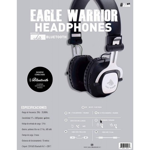 Diadema Eagle Warrior Air Negro-Plata Bluetooth (ACFHS017AIREGW)