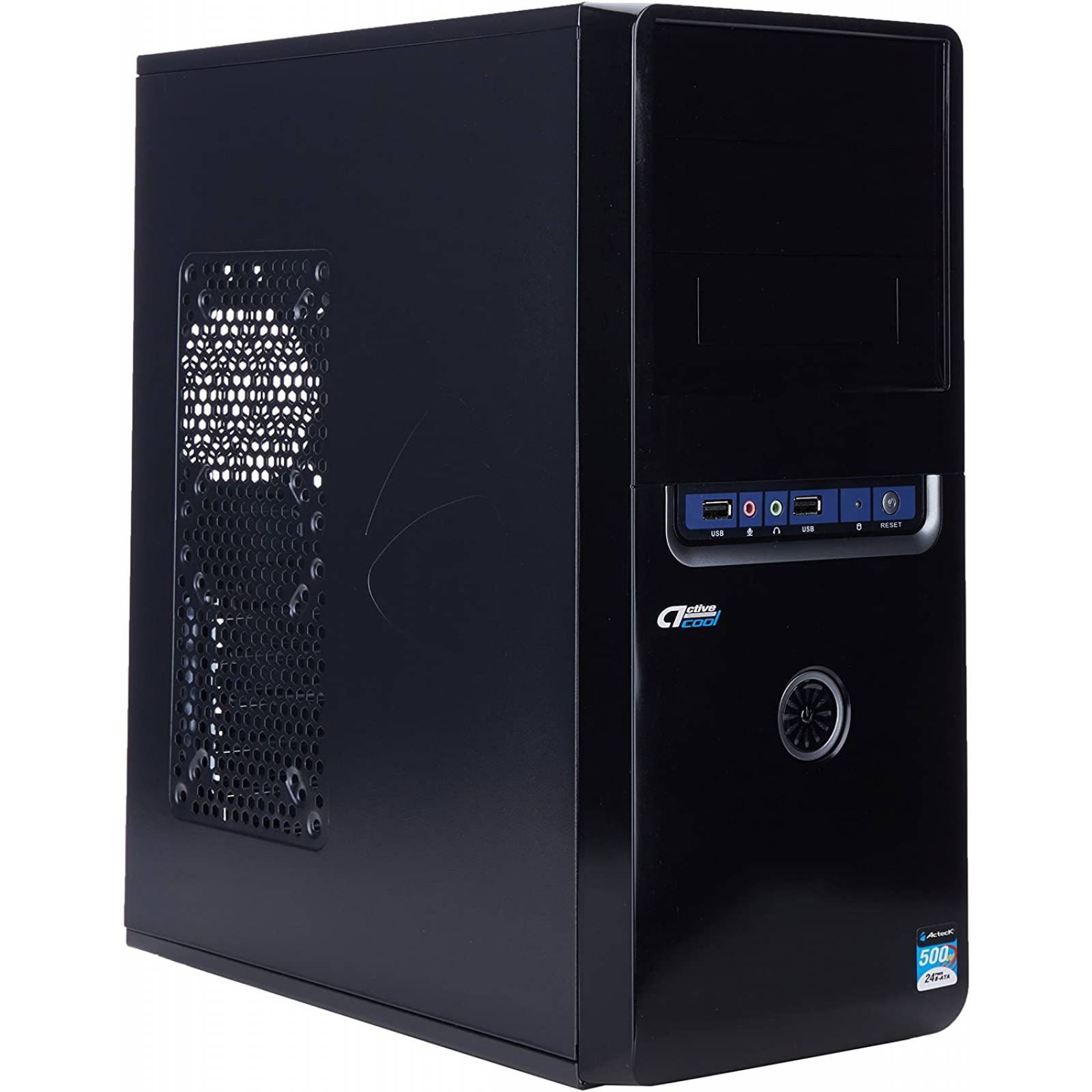 GABINETE ACTECK DASSEL P502 NEGRO ATX 500W ACERO WKGP-002