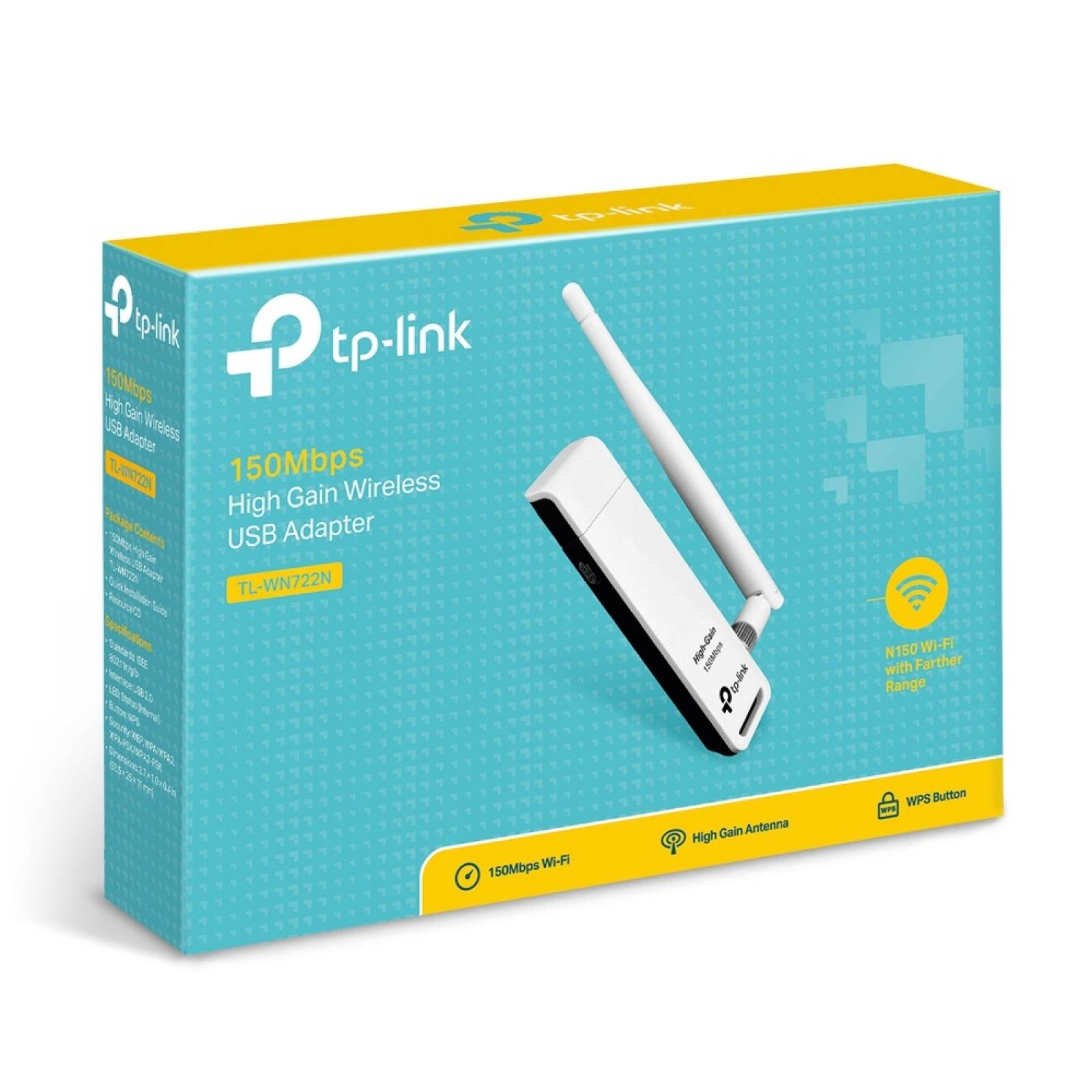 ADAPTADOR TPLINK TL-WN722N 150MBPS 2.4GHZ USB.