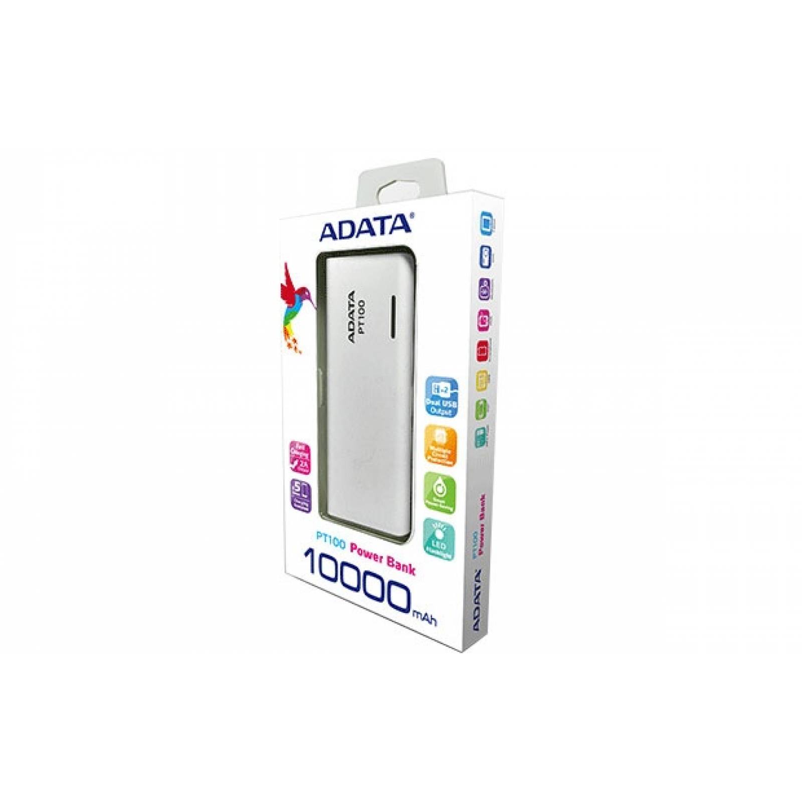 POWER BANK ADATA PT100 BLANCO/AZUL APT100-10000M-CWHBL