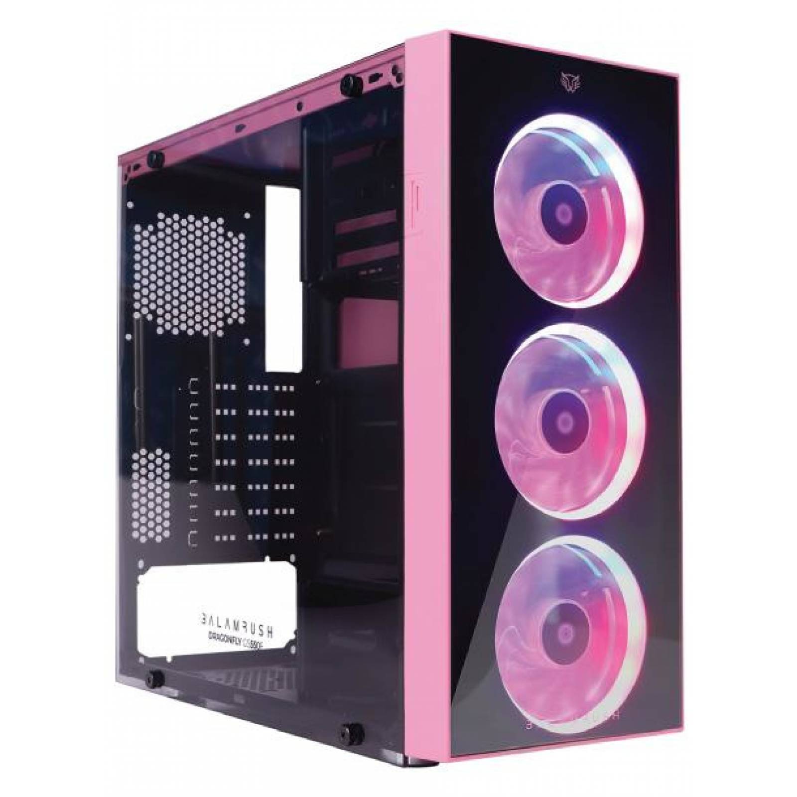 GABINETE BALAM RUSH DRAGONFLY ROSA RGB ATX S/FUENTE CRISTAL BR-932806