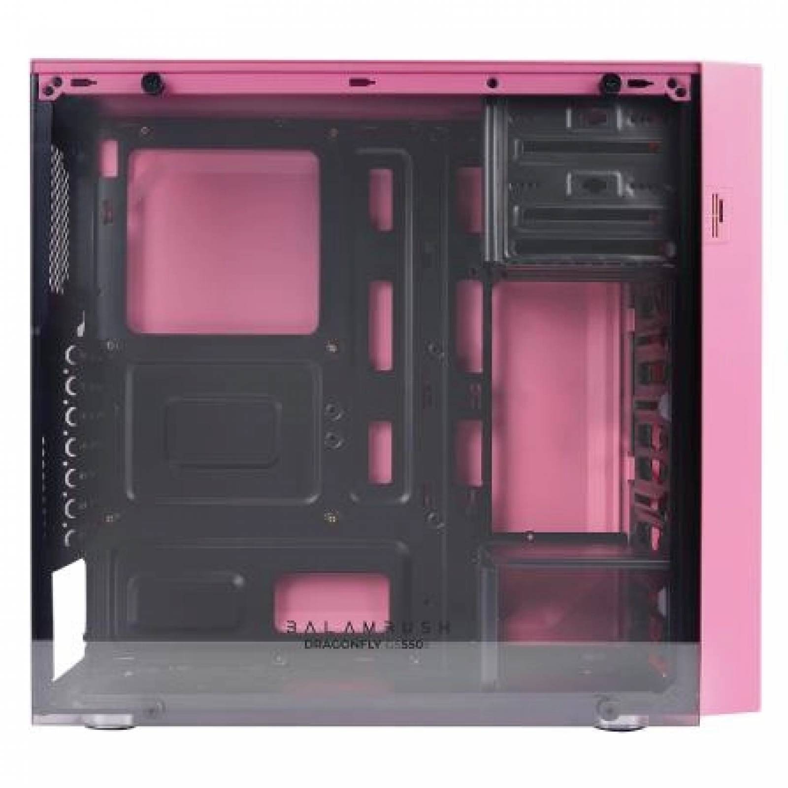 GABINETE BALAM RUSH DRAGONFLY ROSA RGB ATX S/FUENTE CRISTAL BR-932806