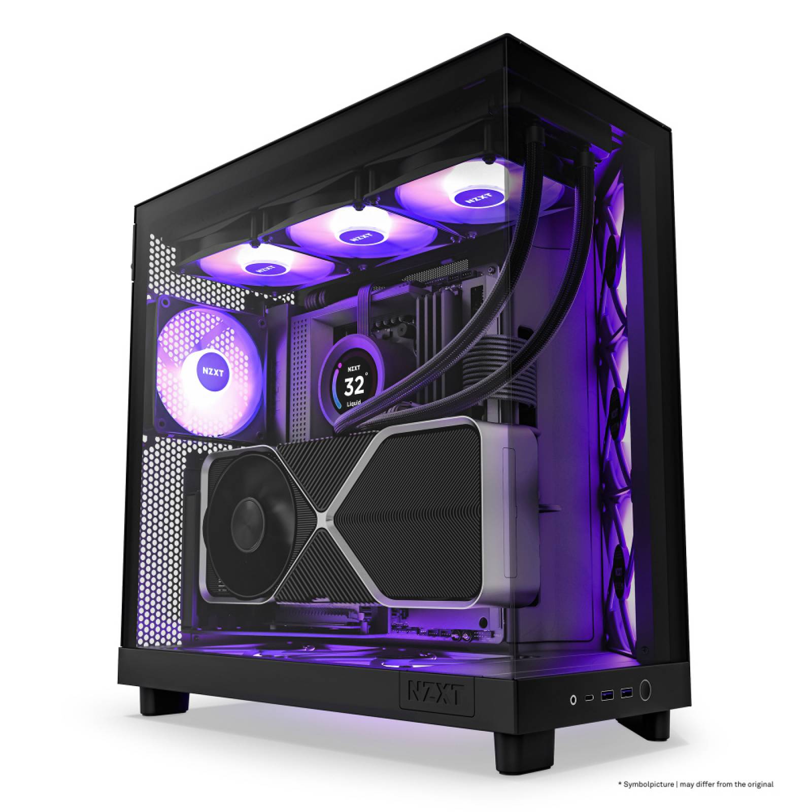 Gabinete NZXT H6 Flow RGB con Ventana Midi-Tower ATX Micro-ATX Mini-ITX USB 3.2 sin Fuente Negro.