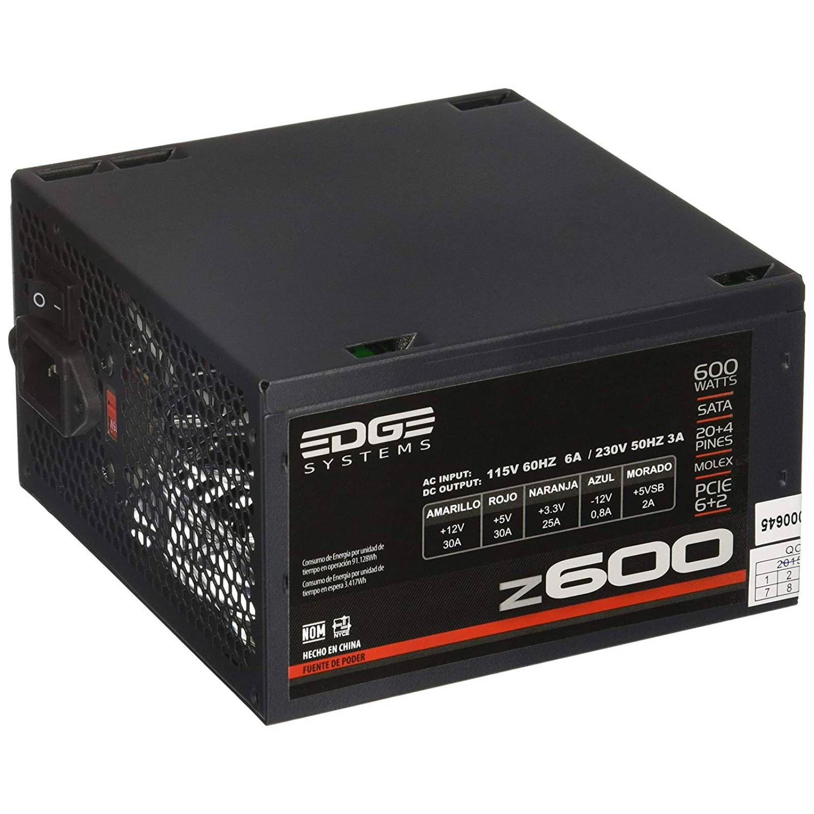 Fuente de Poder ACTECK Z600 ATX 600W 24P SATA ES-05003