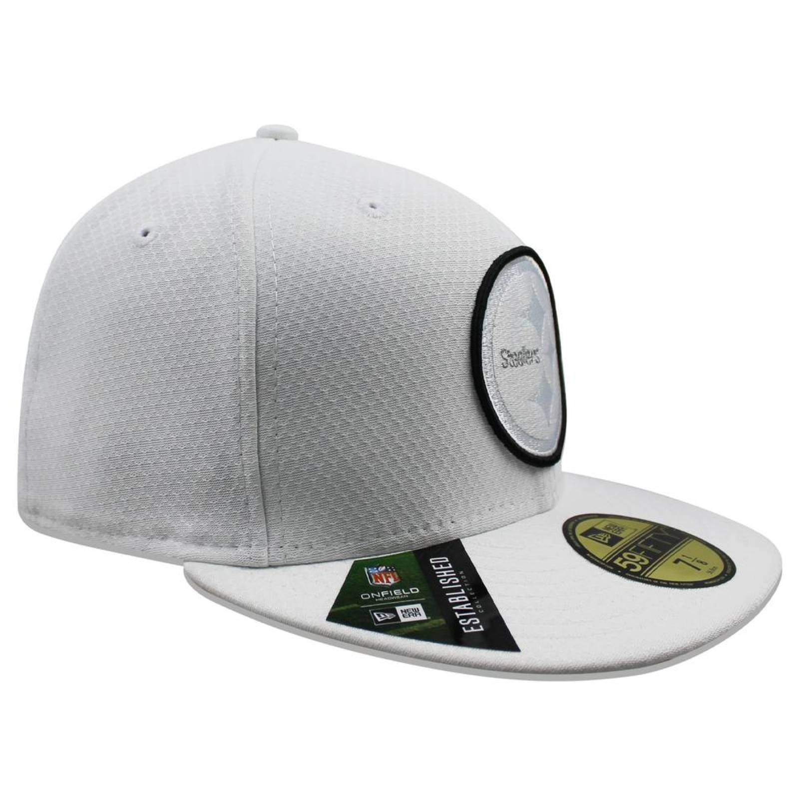 Gorra New Era 59 Fifty NFL Steelers Platinum Sideline Blanco 