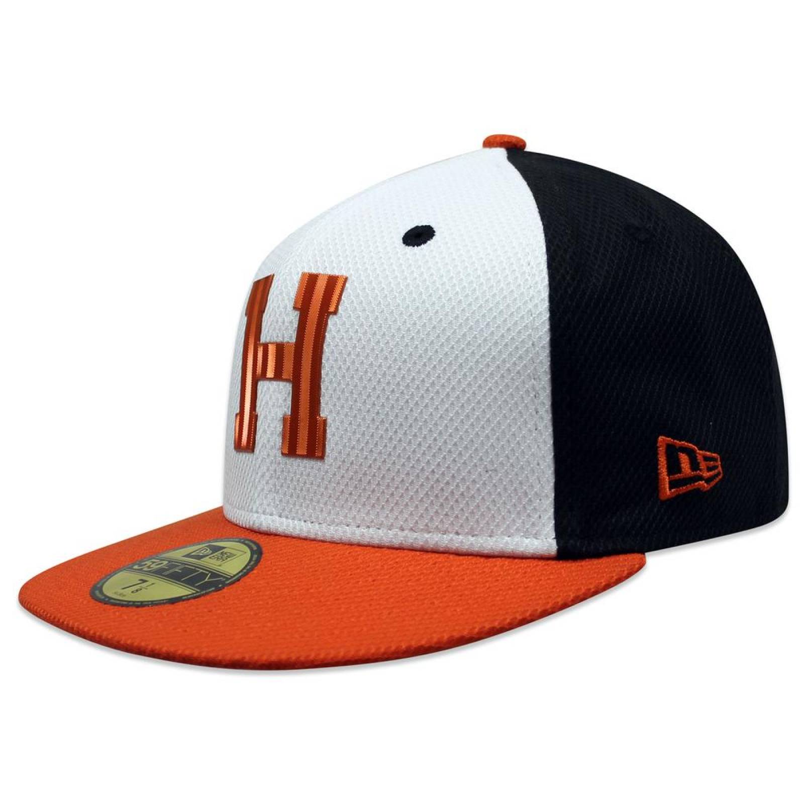 Gorra New Era 5950 LMP Naranjeros Liquid Chrome Blanco/Naranja 