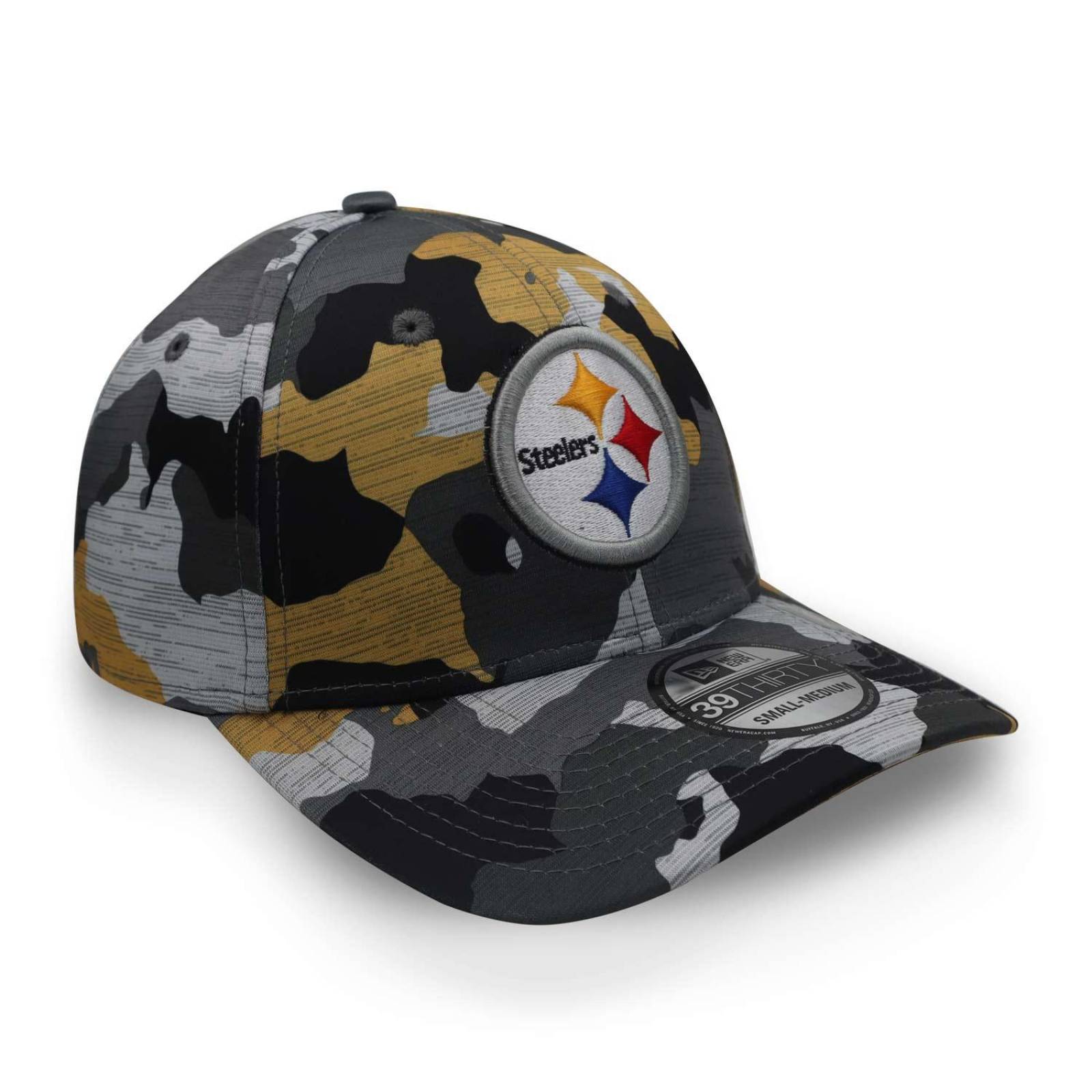 Gorra New Era 39 Thirty NFL 22 Train Steelers Camo Amarillo G/XG