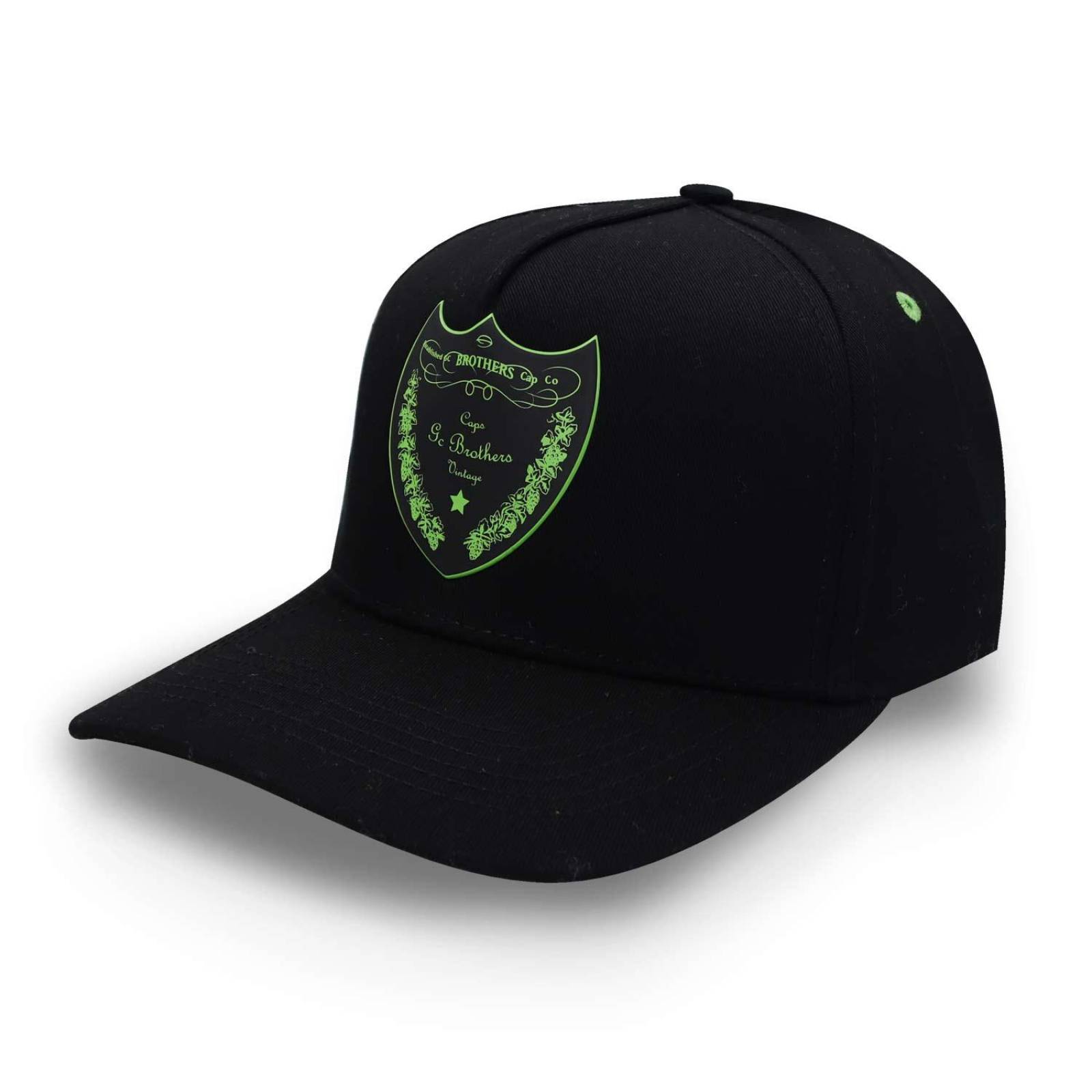 Gorra Gc Brothers Dom Perignon 5 Panel Snapback Curva Negro Unitalla 