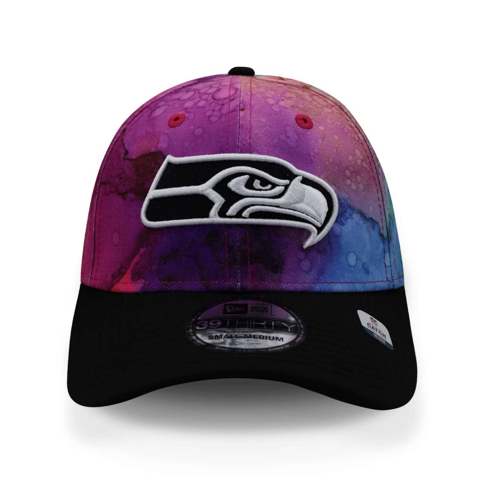 Gorra New Era 39 Thirty NFL Crucial Catch 22 Seahawks Negro Cerrada Rosa CH/M
