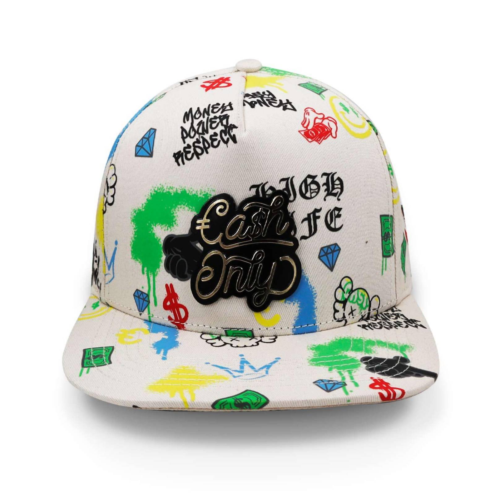 Gorra Cash Only Full Print Snap Blanco Unitalla 