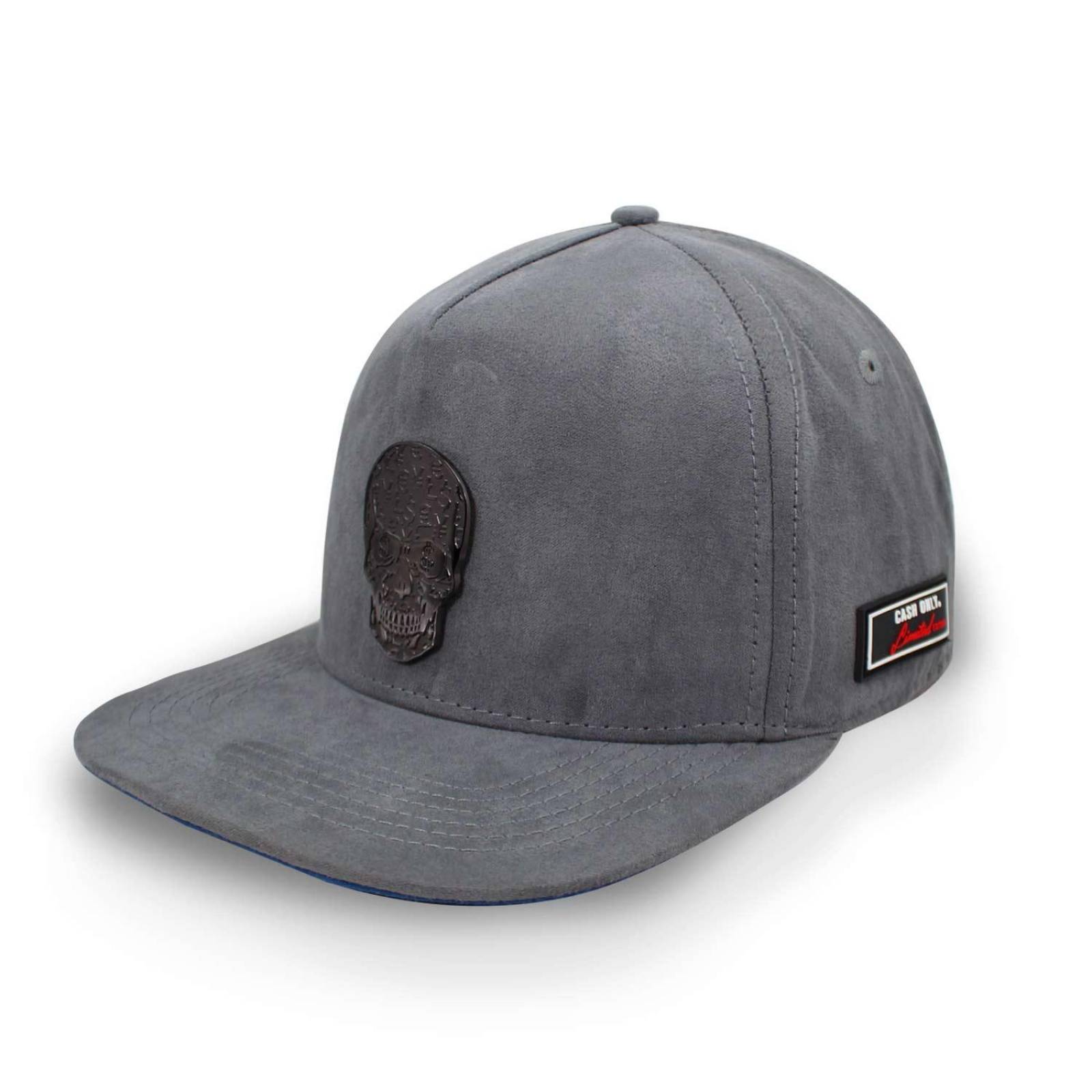 Gorra Cash Only Skull Gris Gamuza Snap Unitalla 