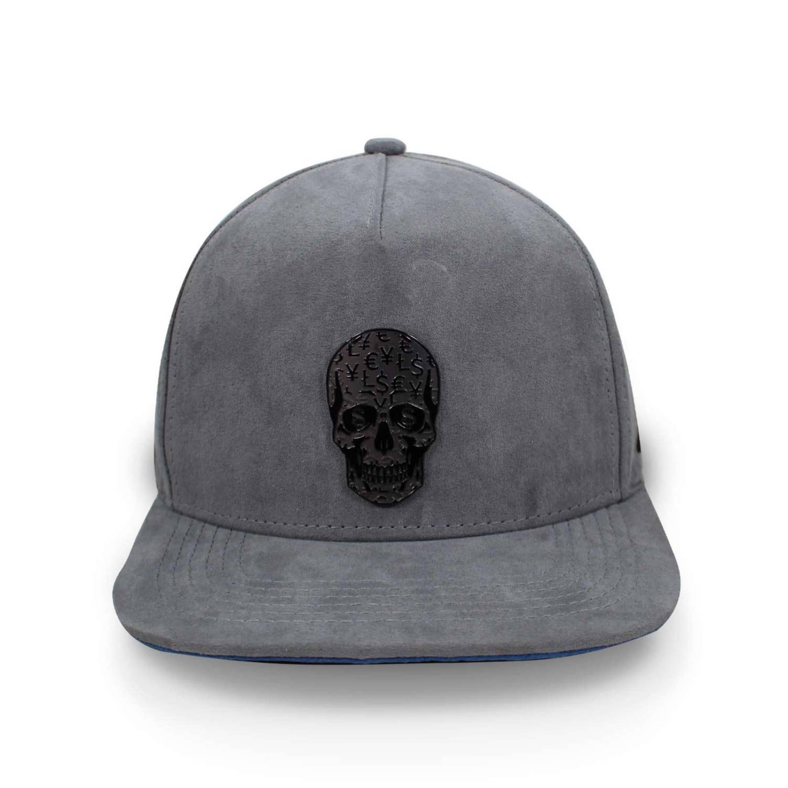 Gorra Cash Only Skull Gris Gamuza Snap Unitalla 