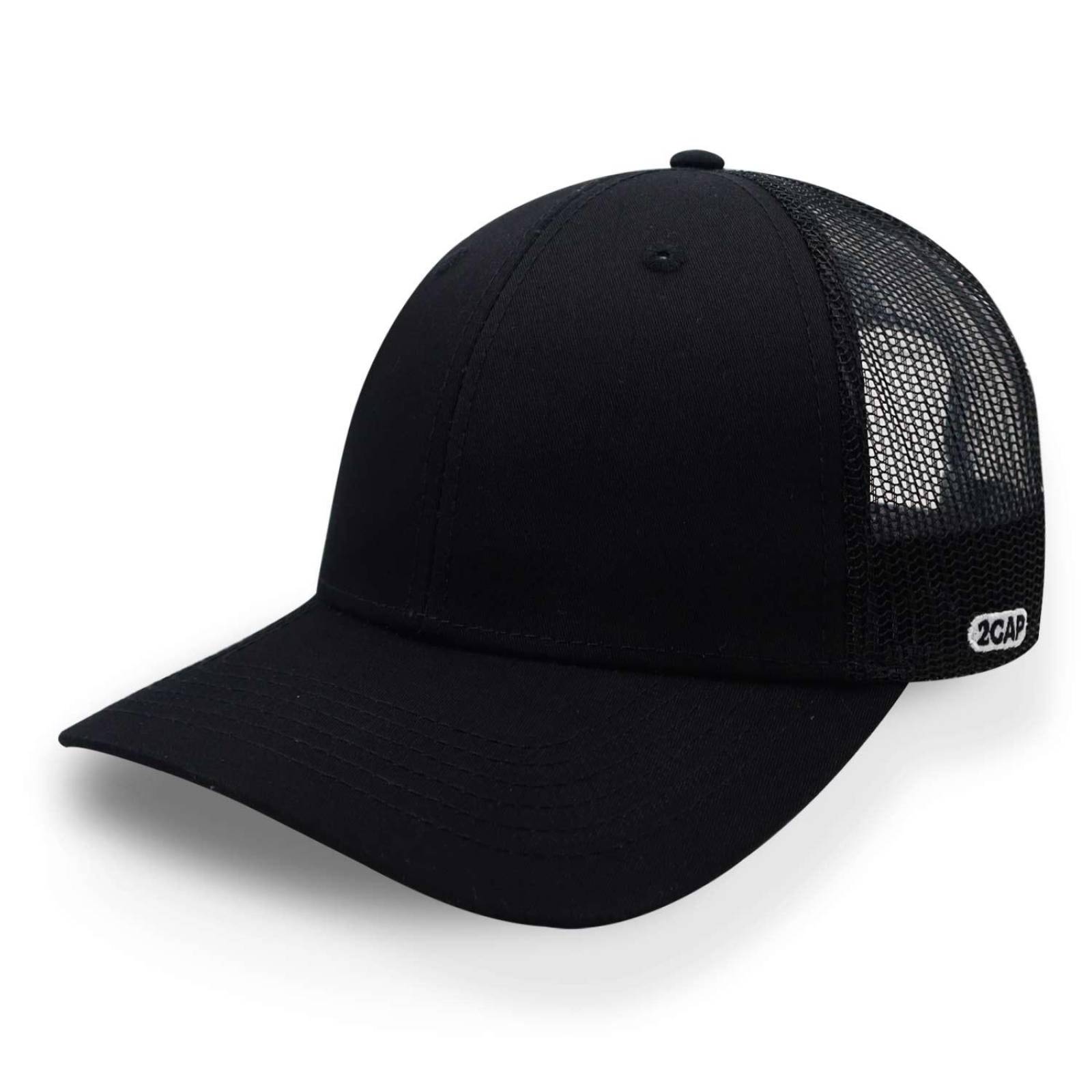 Gorra 2cap Trucker Clásica 6 Panel Negra Unitalla 