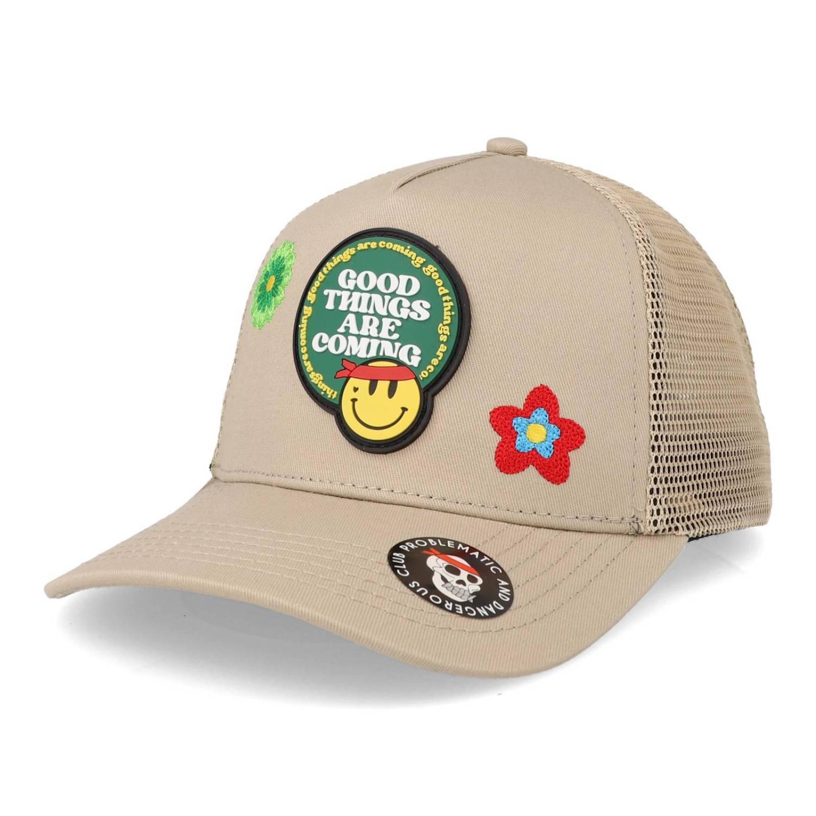 Gorra Problematic Chiquete Good Things Trucker Beige Unitalla