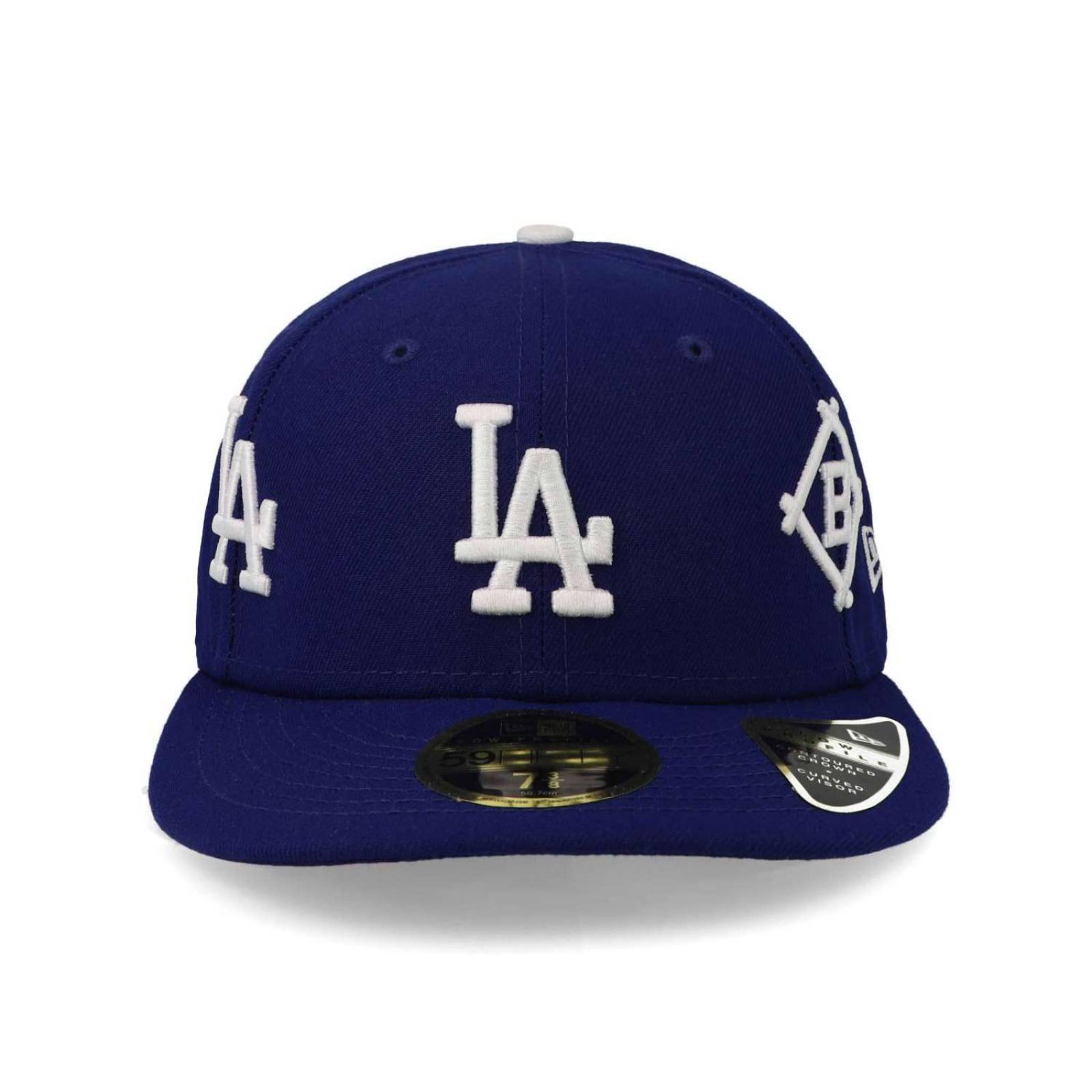 Gorra New Era 59 Fifty MLB All Over Logo Dodgers Dry Azul Marino Cerrada