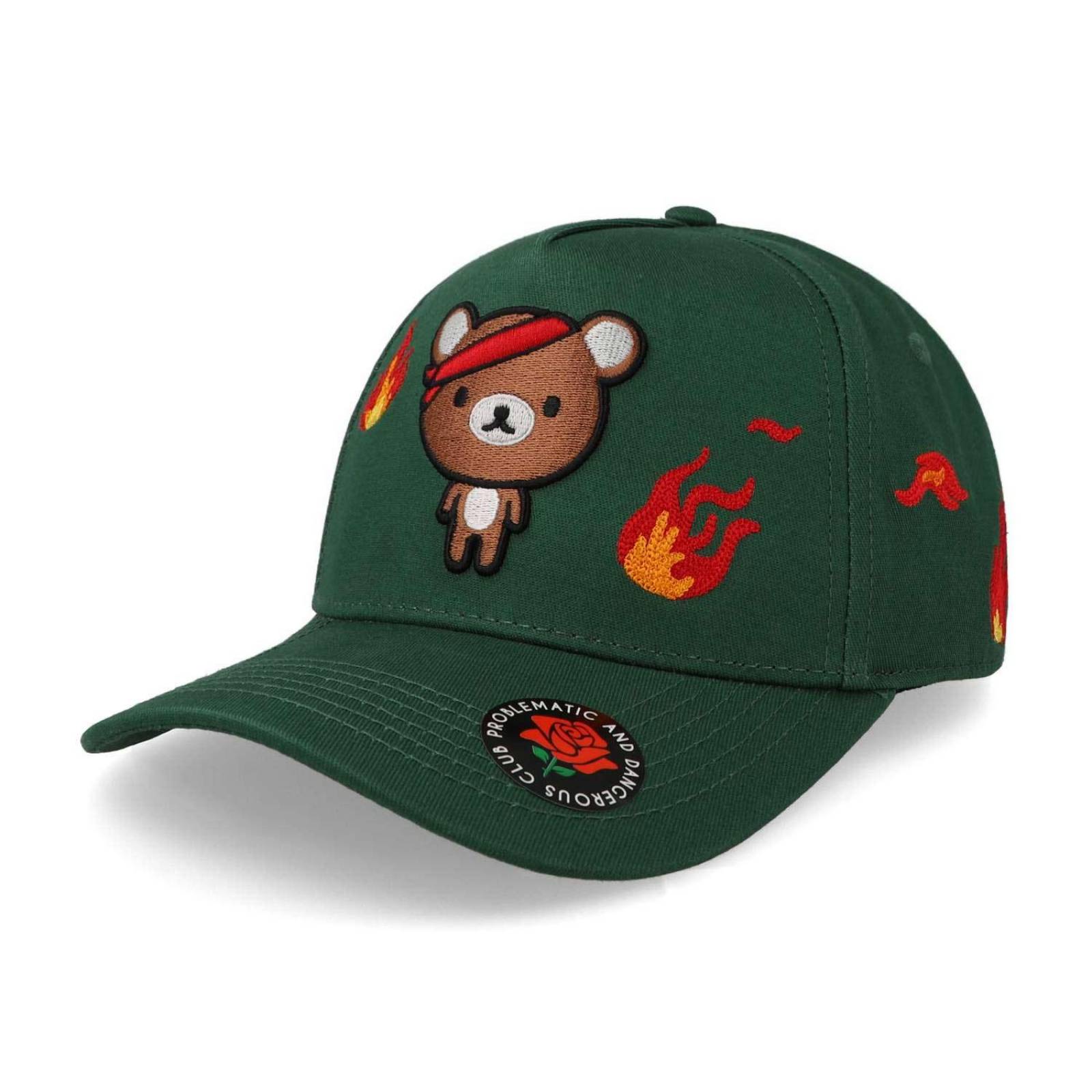 Gorra Ploblematic Chiquete Oso Trucker Verde Unitalla 