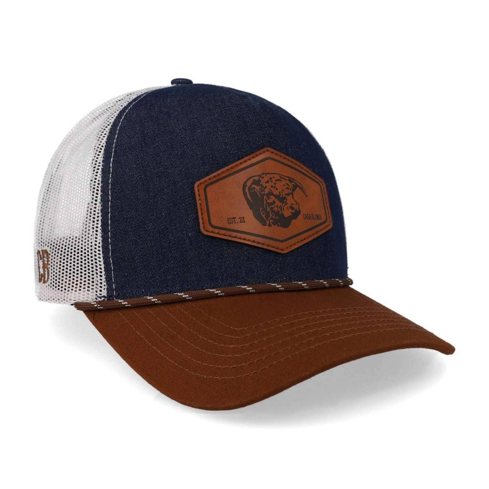 Gorra Cara Blanca Cb03 22 Chih Mex Parche Piel Trucker Mesclilla Unitalla 