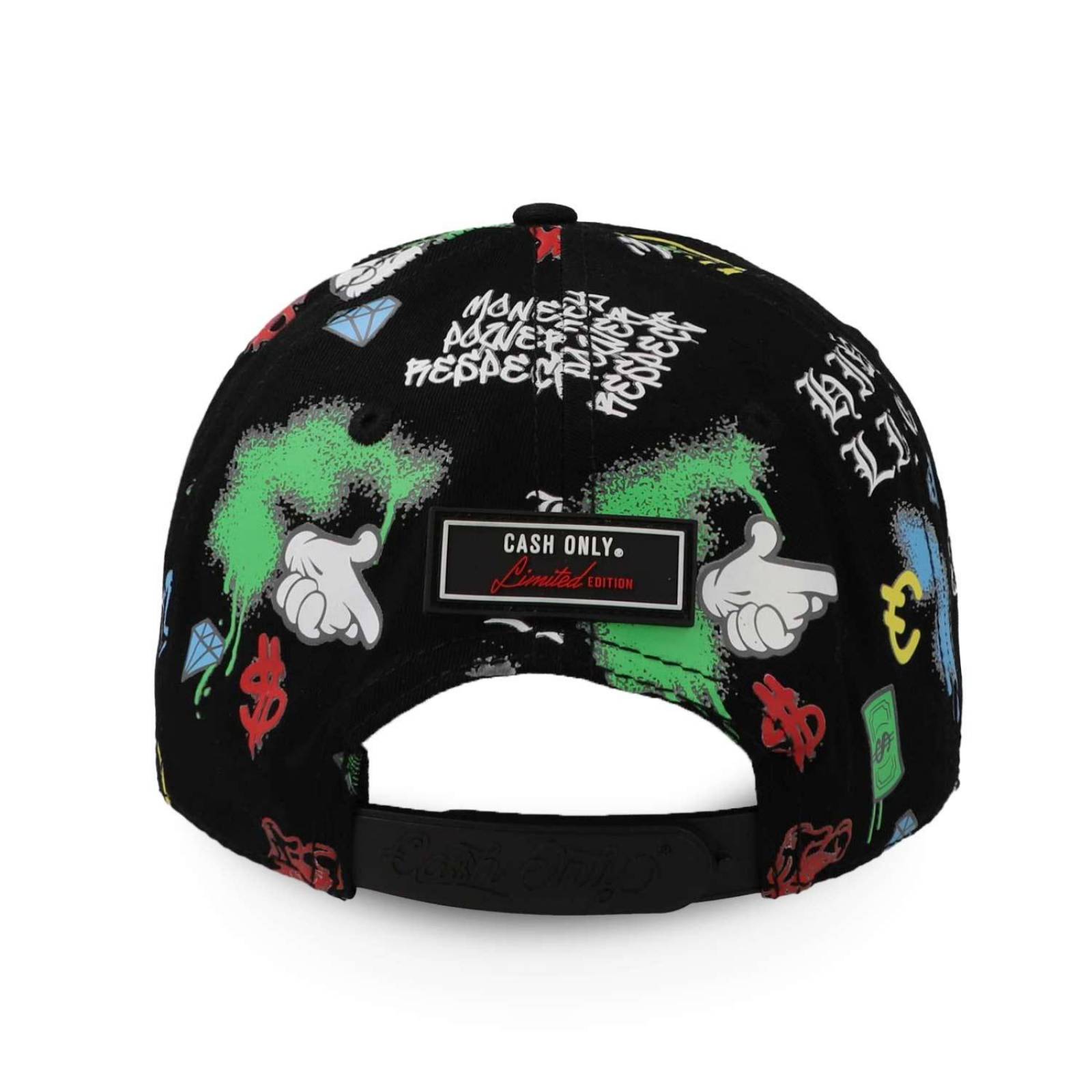 Gorra Cash Only Full Print White Curve Negro Unitalla 