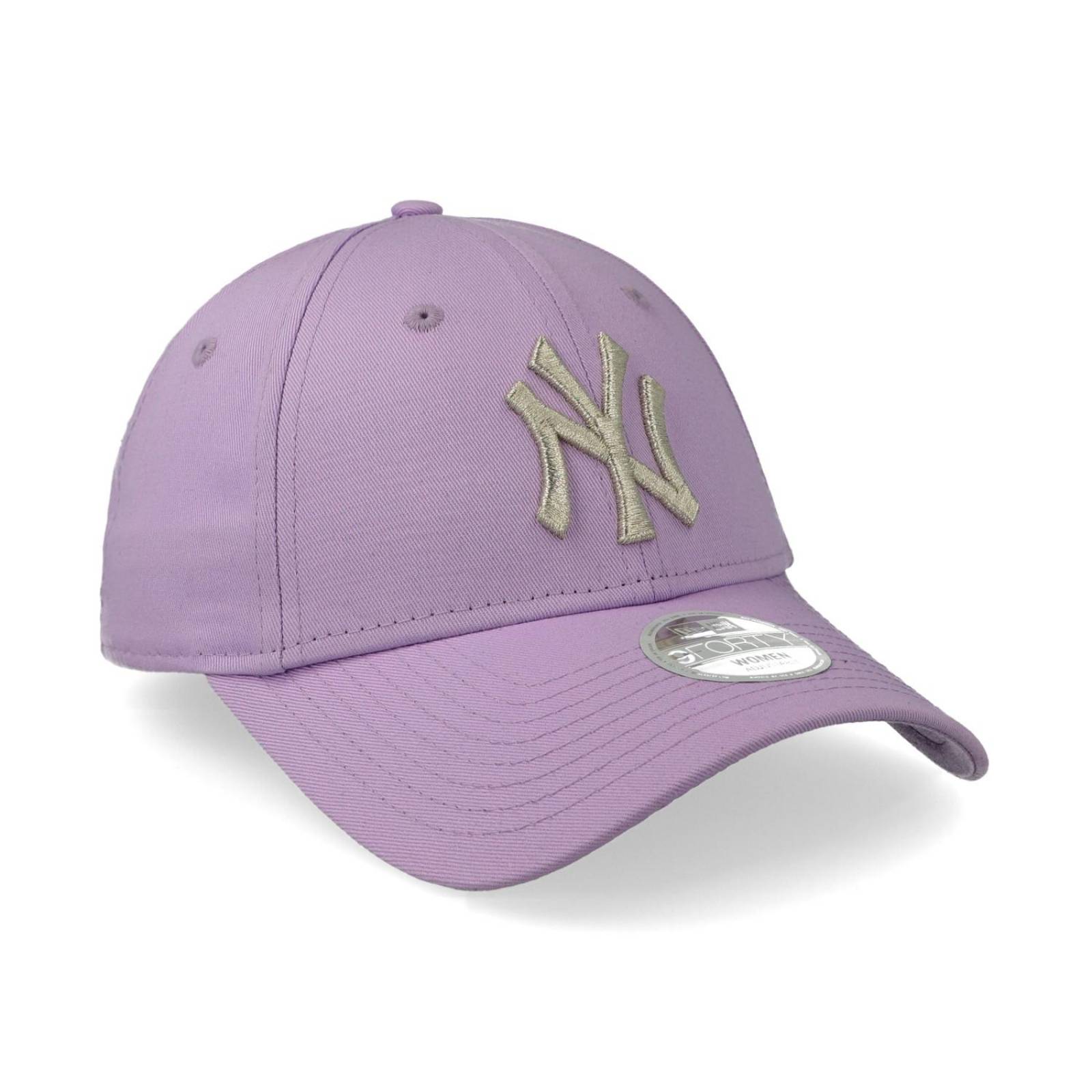 Gorra New Era 9 Forty MLB Para Mujer Metallic Logo Yankees Lila Unitalla 