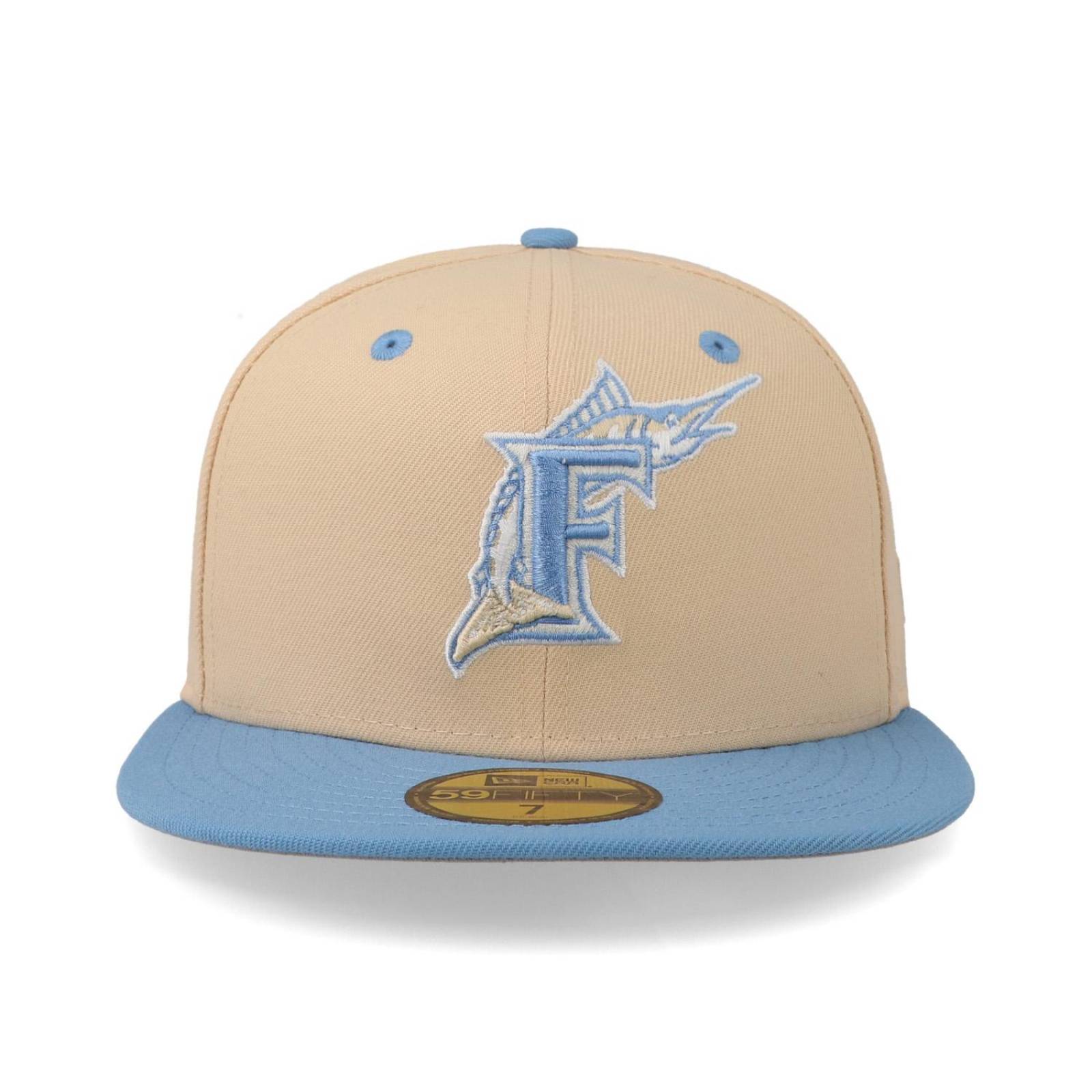 Gorra New Era 59 Fifty MLB Q323 Ice Latte Marlins Crema Cerrada 