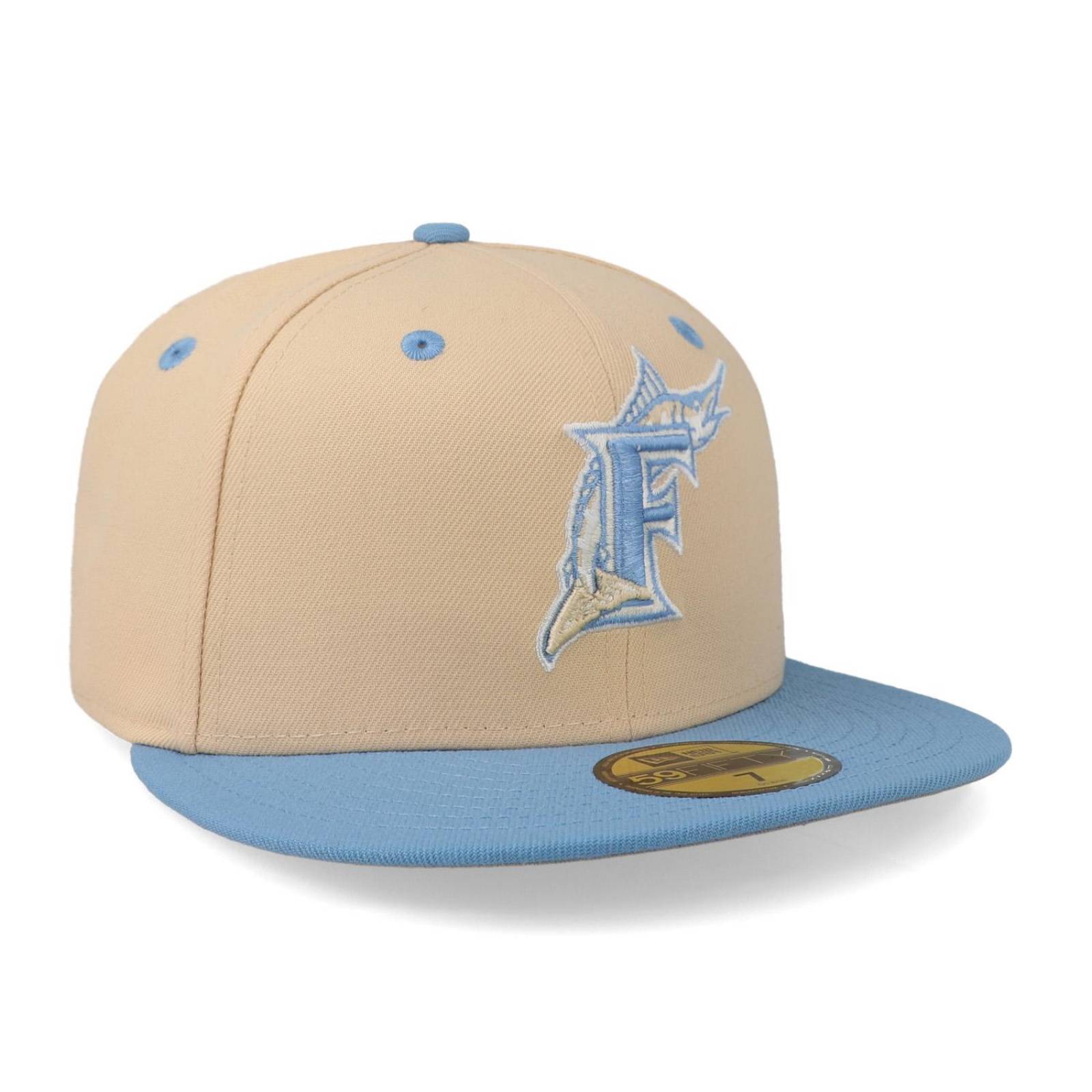 Gorra New Era 59 Fifty MLB Q323 Ice Latte Marlins Crema Cerrada 