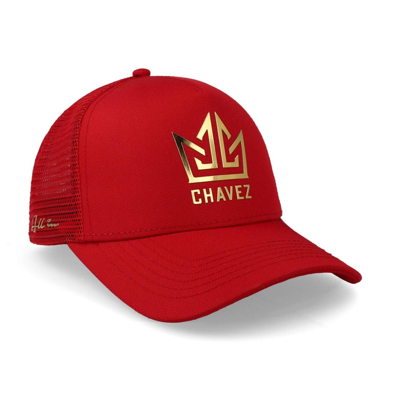 Gorra All In Chavez Golden Curva Trucker Roja Trucker Unitalla 