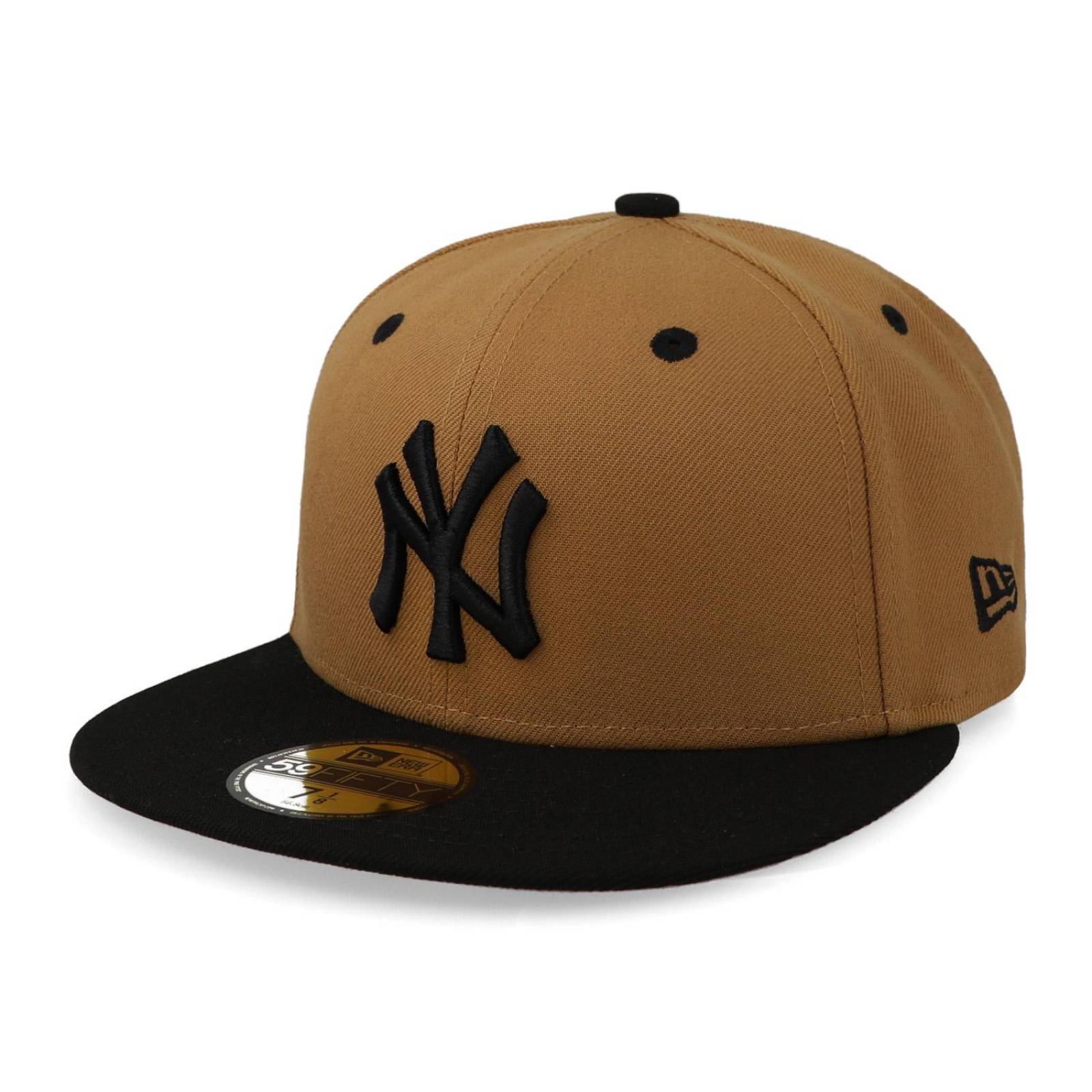 Gorra New Era 59 Fifty MLB Q323 Wheat Black Yankees Cafe Cerrada