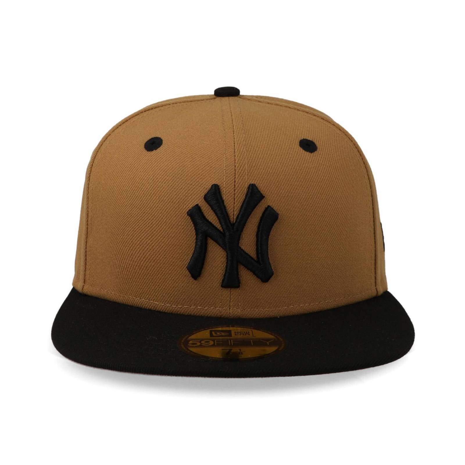 Gorra New Era 59 Fifty MLB Q323 Wheat Black Yankees Cafe Cerrada 