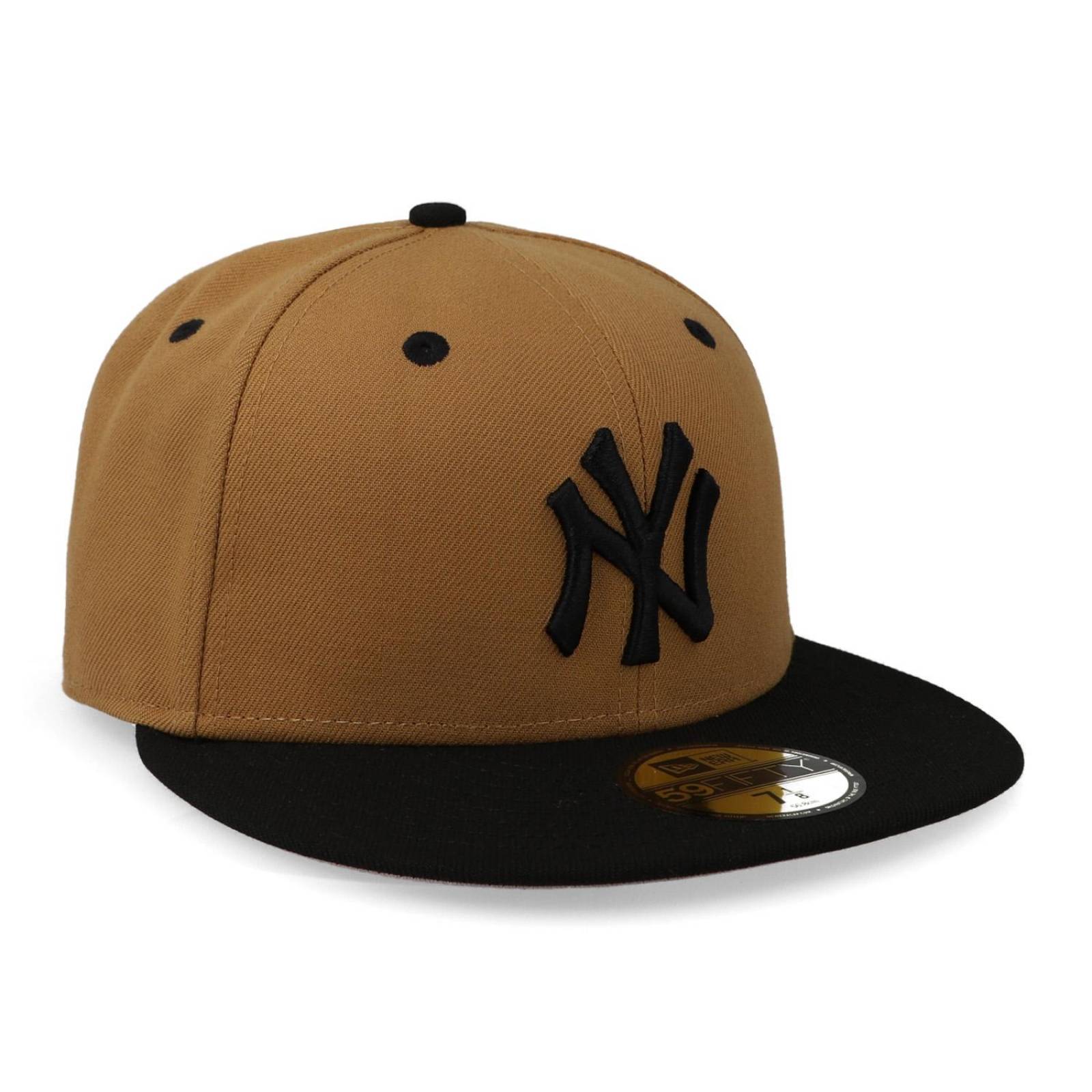 Gorra New Era 59 Fifty MLB Q323 Wheat Black Yankees Cafe Cerrada 
