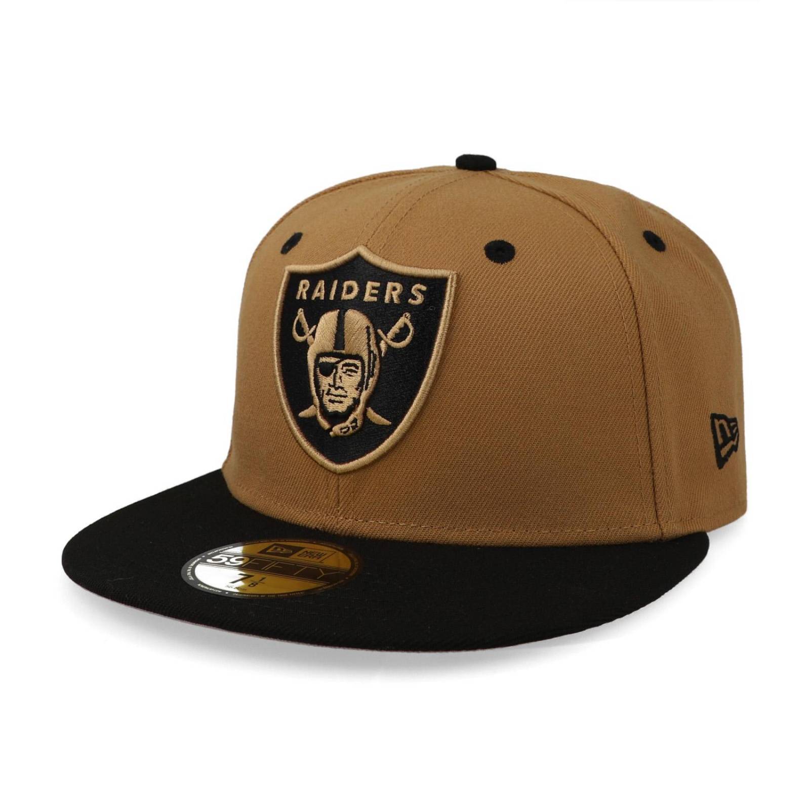 Gorra New Era 59 Fifty NFL Q323 Wheat Black Raiders Cafe Cerrada