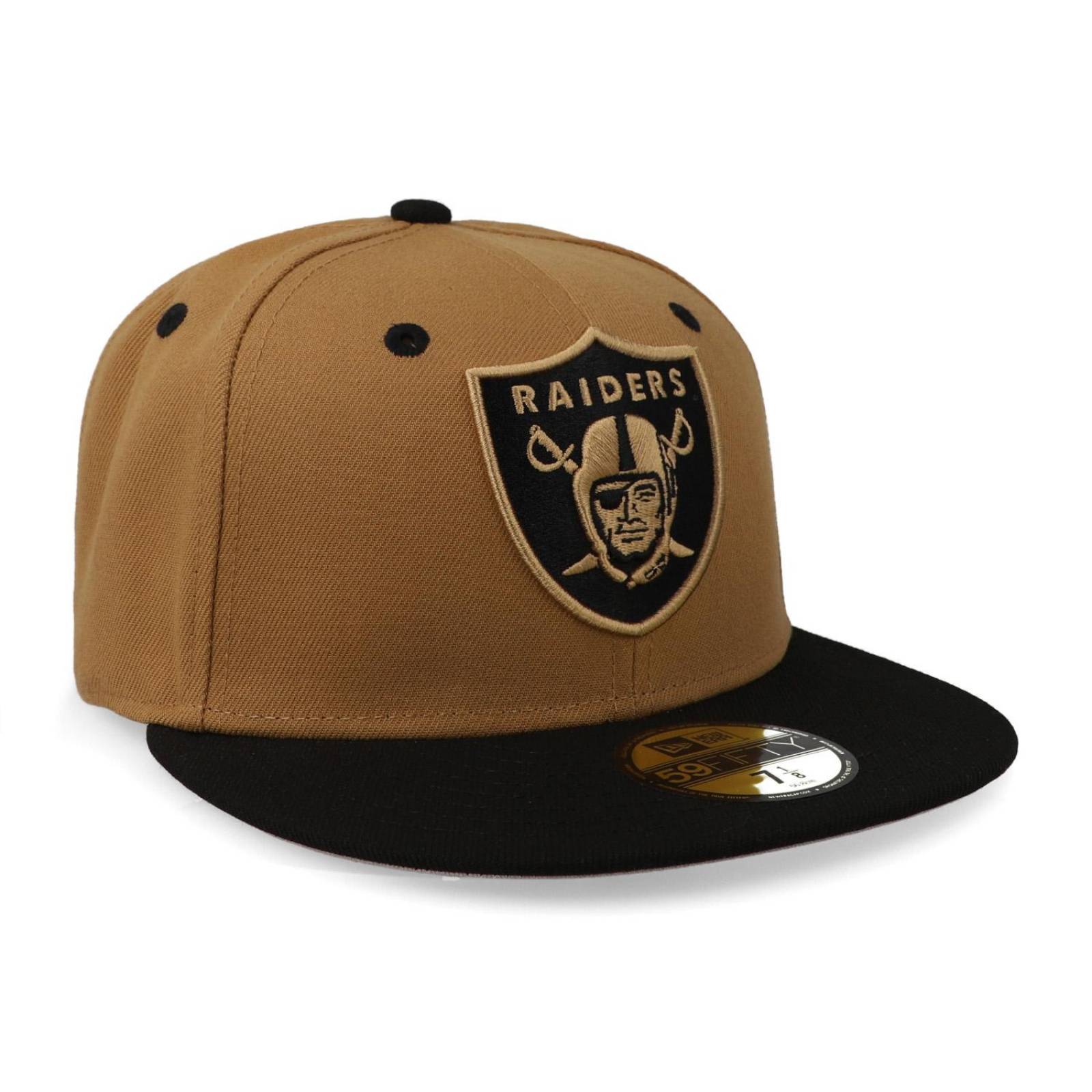 Gorra New Era 59 Fifty NFL Q323 Wheat Black Raiders Cafe Cerrada 