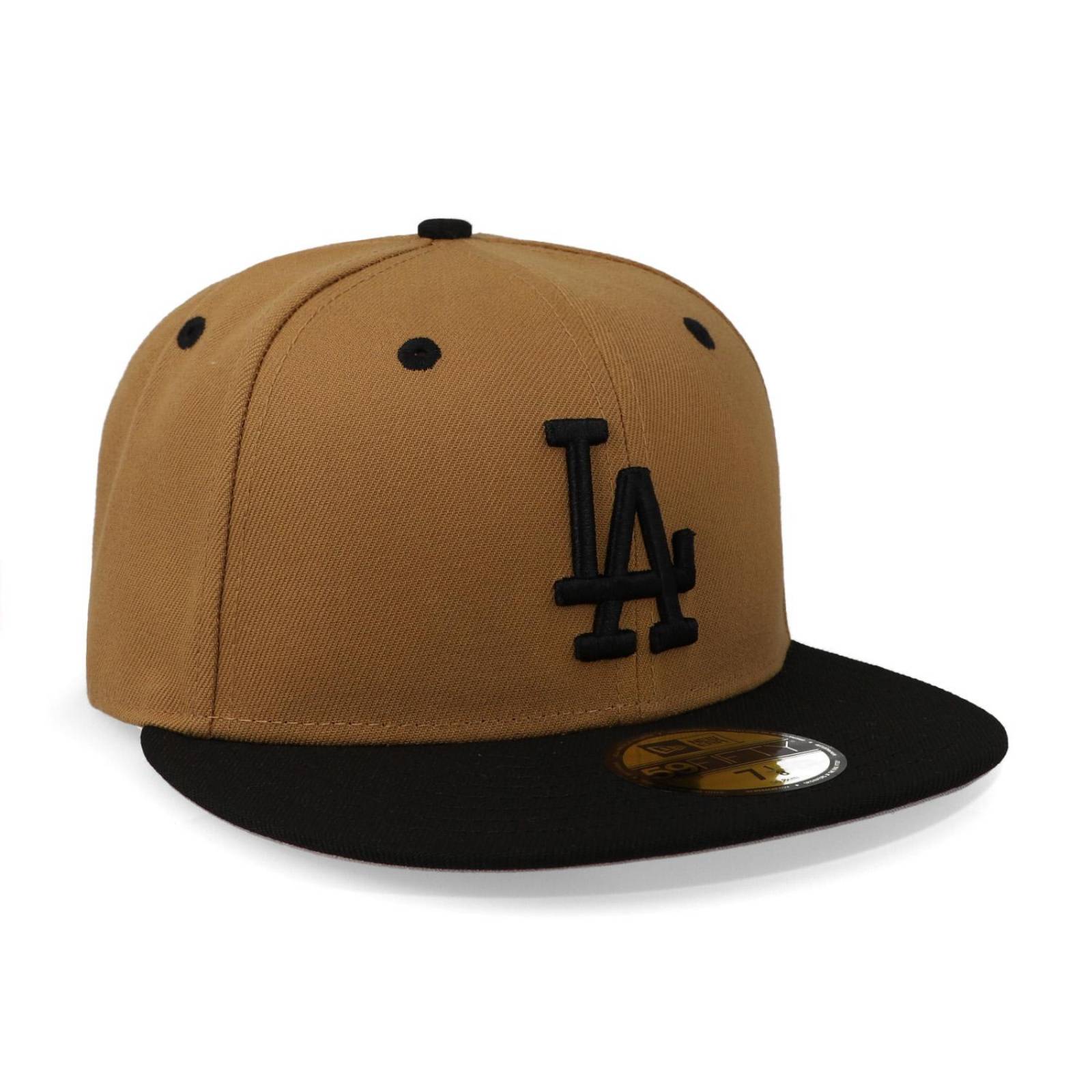 Gorra New Era 59 Fifty MLB Q323 Wheat Black Dodgers Cafe Cerrada 