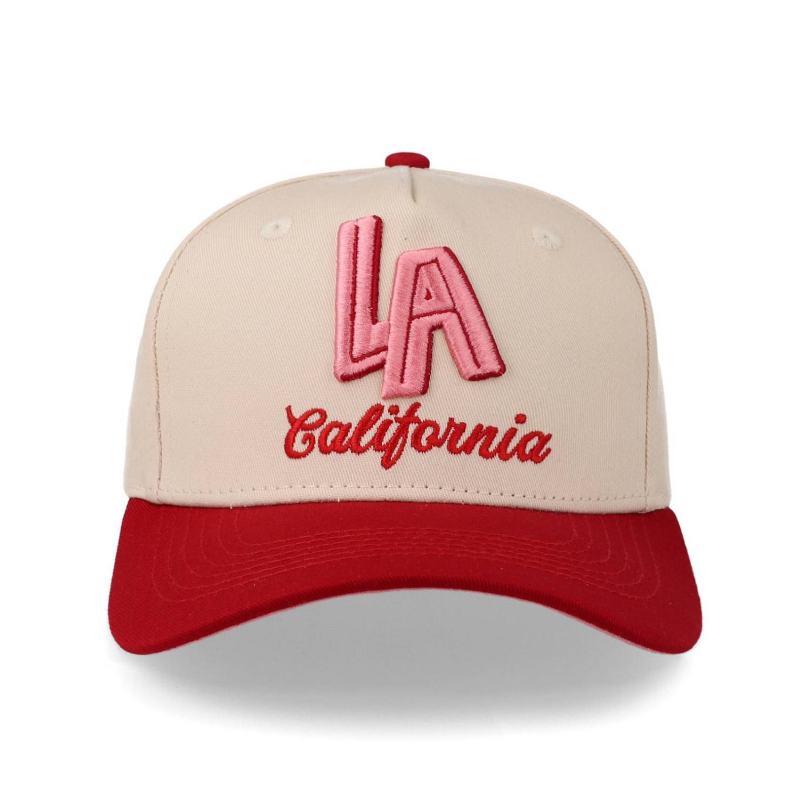 Gorra Overrated Los Ángeles California Crema Roja Beige Unitalla 