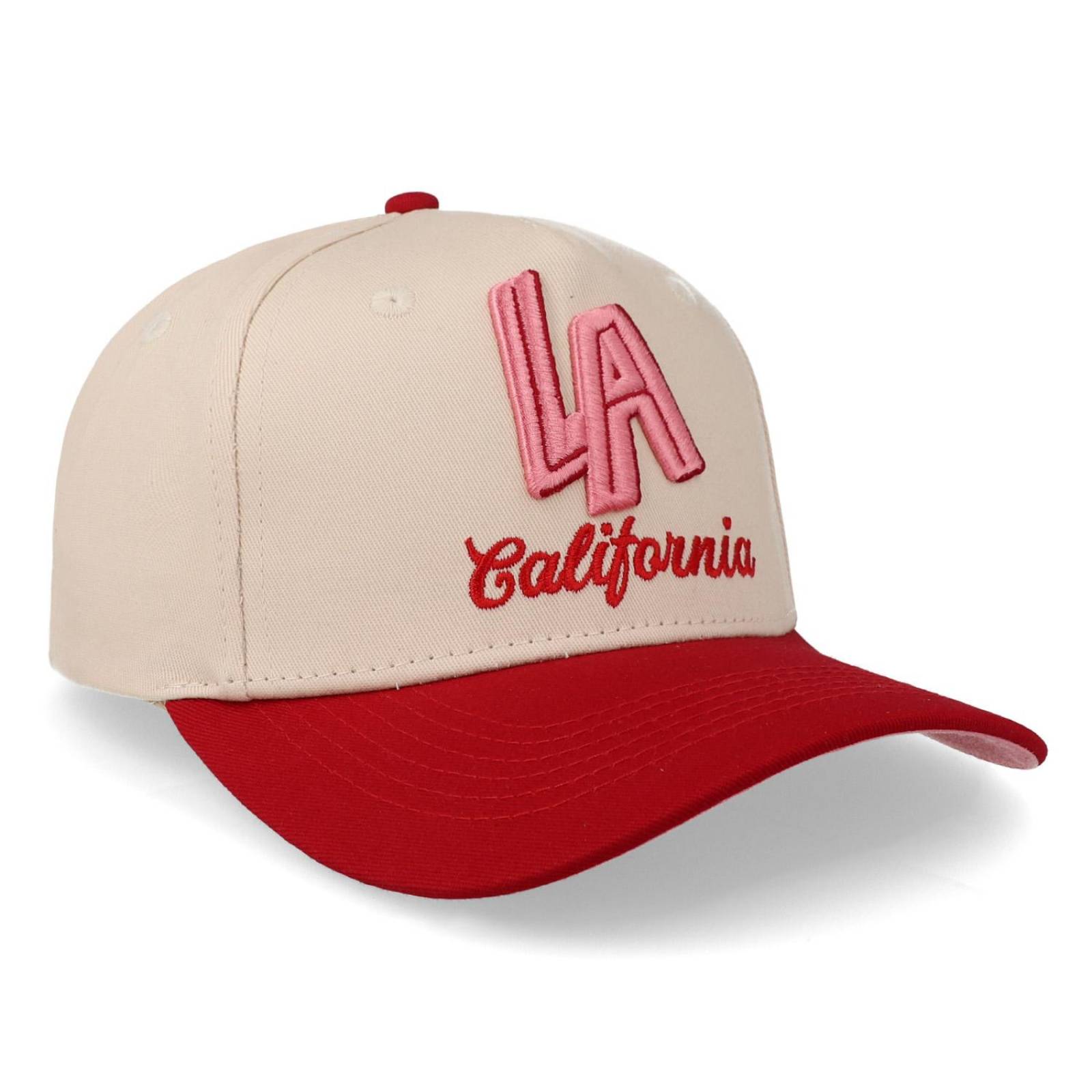 Gorra Overrated Los Ángeles California Crema Roja Beige Unitalla 