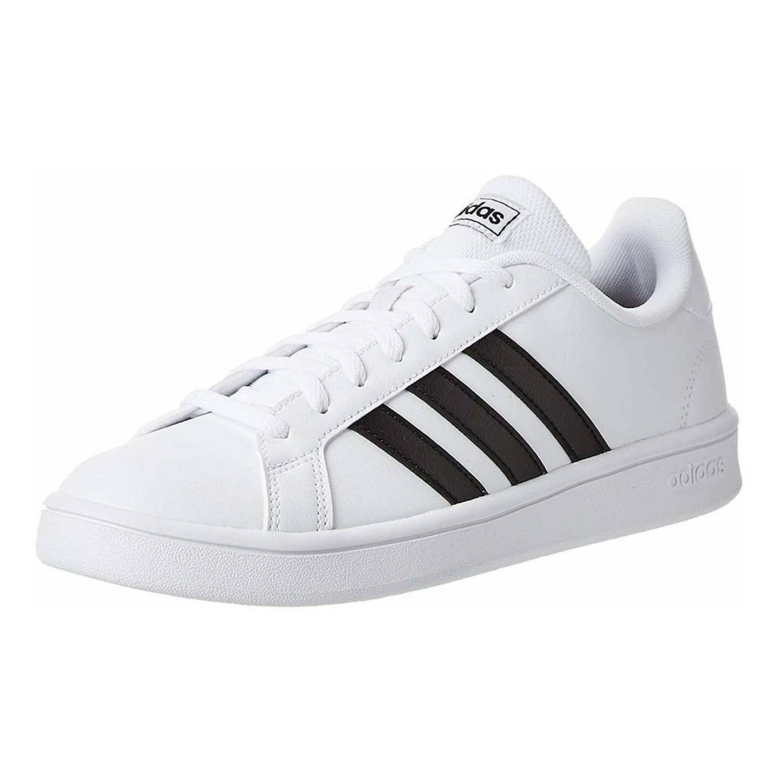 Tenis Adidas Grand Court Base EE7968 Blanco Franjas Negras Mujer 