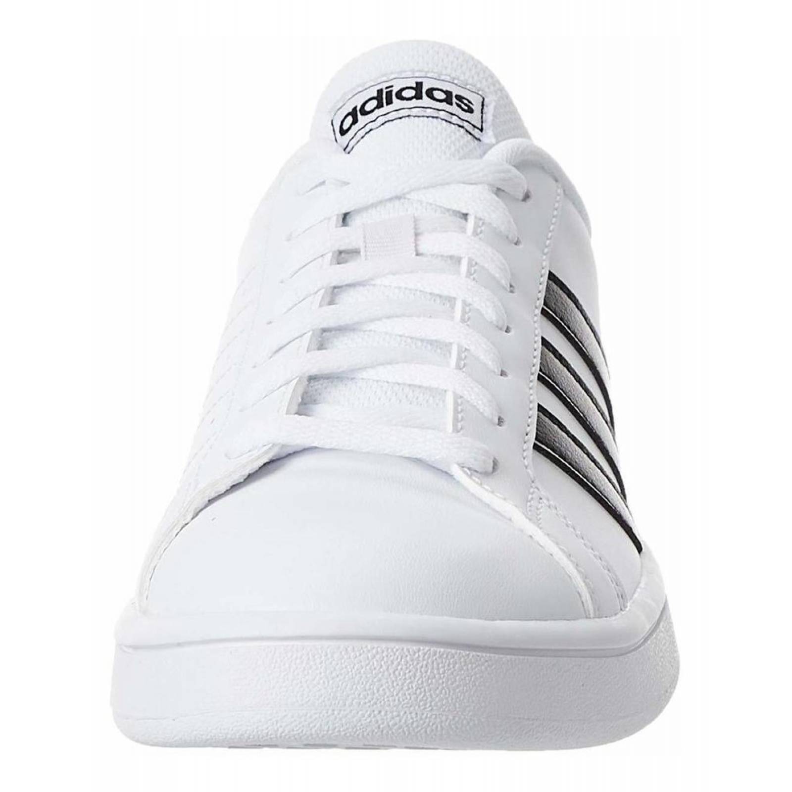 Tenis Adidas Grand Court Base EE7968 Blanco Franjas Negras Mujer 