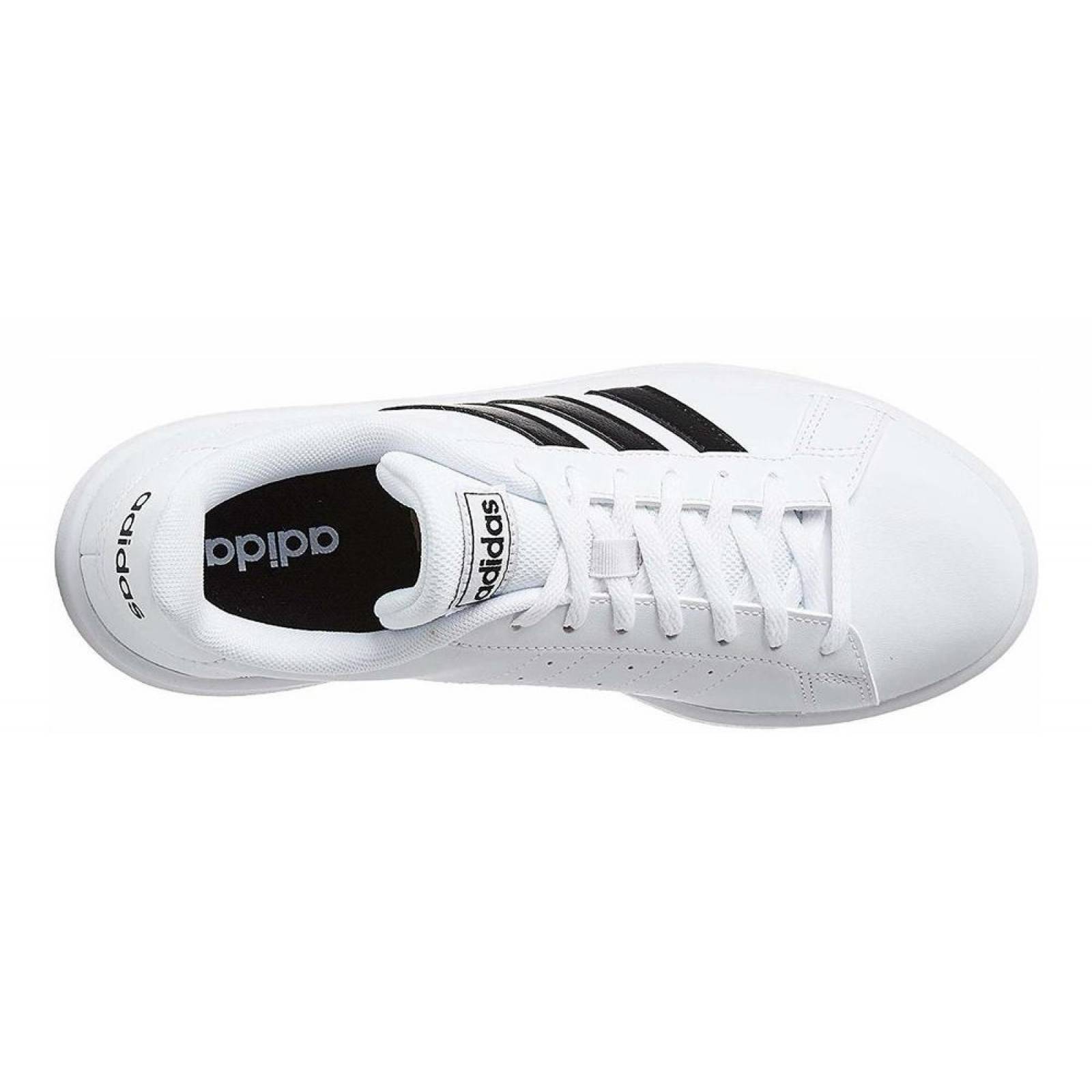 Tenis Adidas Grand Court Base EE7968 Blanco Franjas Negras Mujer 