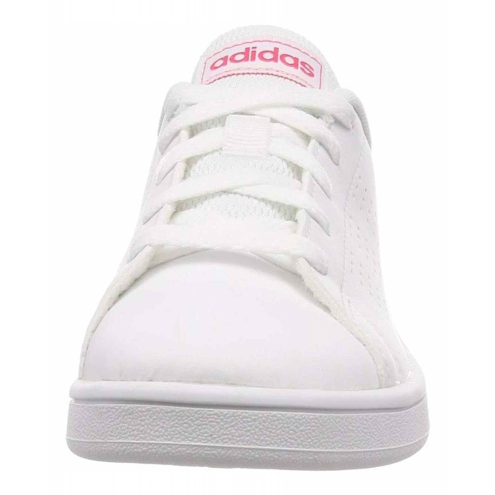 Tenis Adidas Advantage EF0211 Blanco con Rosa JÃ³venes