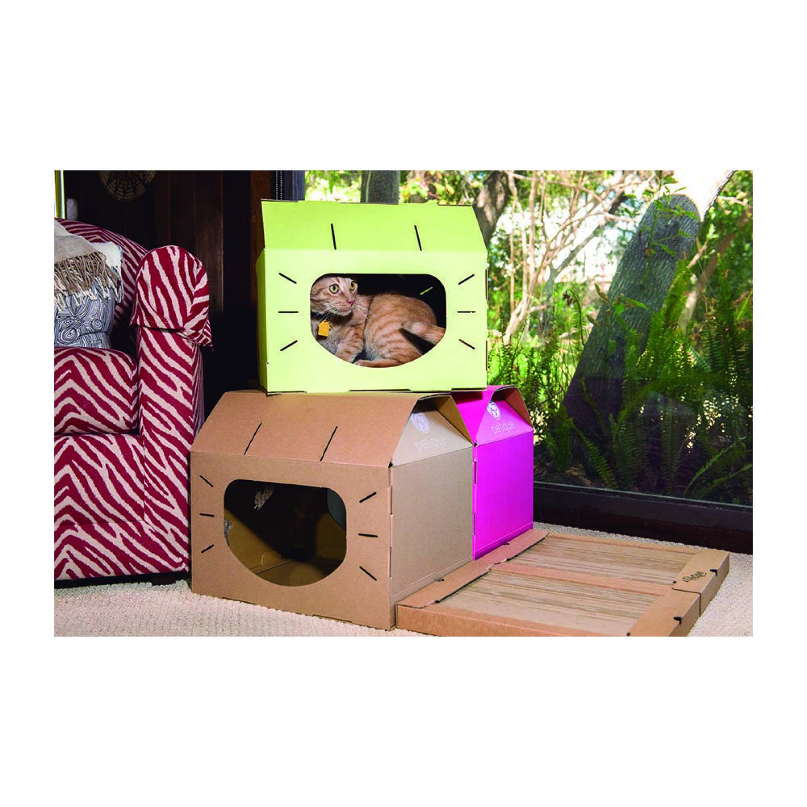 Feline Loft - Casa Rascador para Gatos Rosa 40 x 30.5 x 34 cm